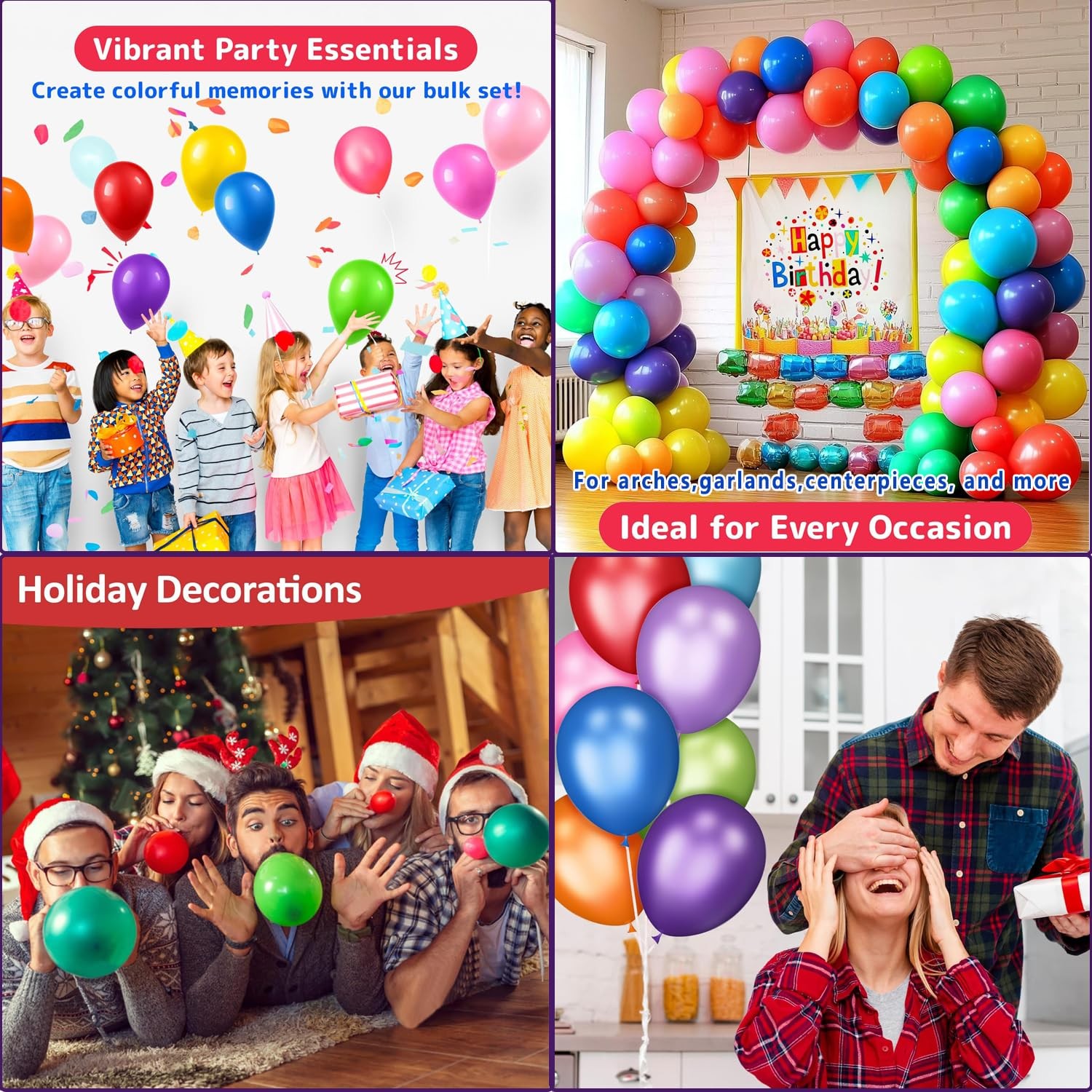 100PCS 12 Inch Rainbow Latex Balloons, Assorted Colors Party Balloons Bulk