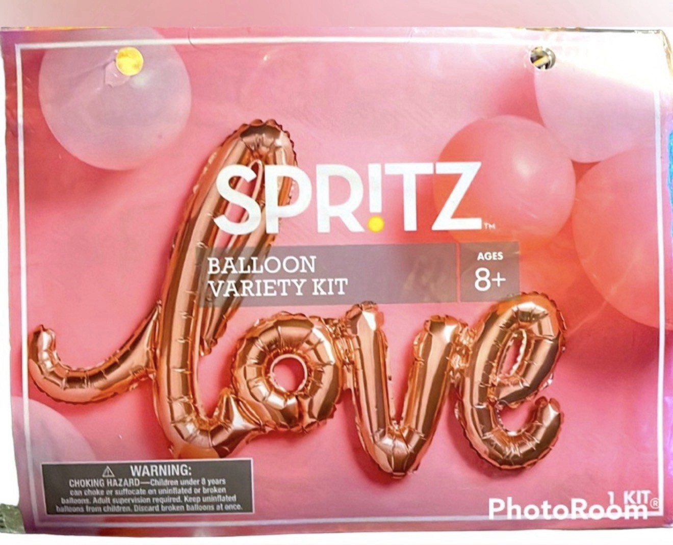 SPRITZ “LOVE” BALLOON KIT 8 BALLOONS-12~2 Balloon Connectors & 13 ft twine~Straw
