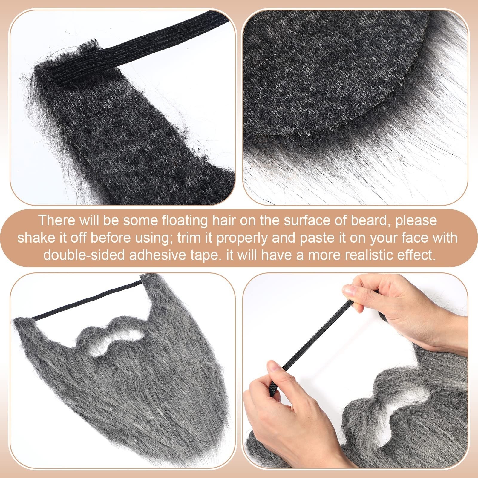 4 Pieces Fake Beards Long False Beards Funny Fake Mustache Costume Whiskers Kit