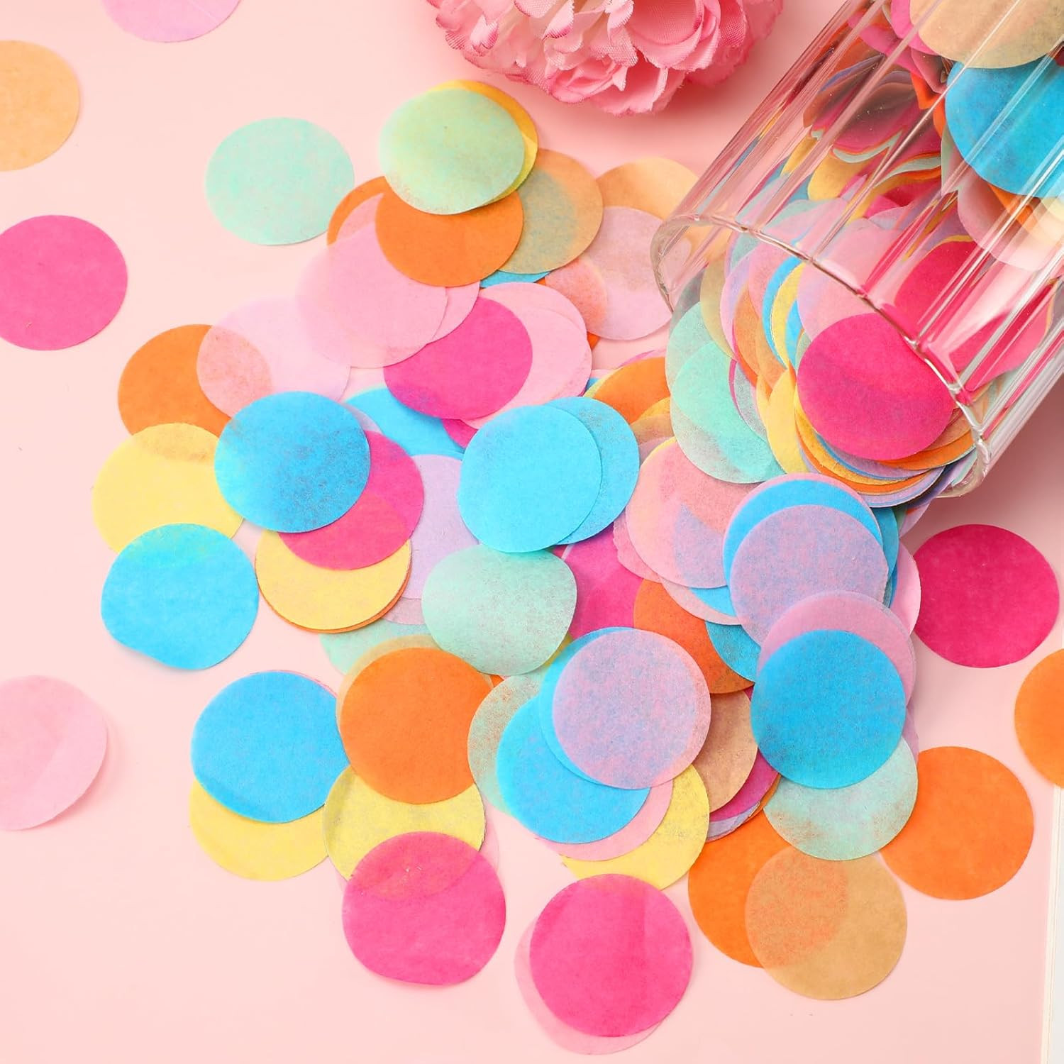 5.4Oz Multicolor 1 Inch round Tissue Paper Confetti, round Confetti Birthday Sca