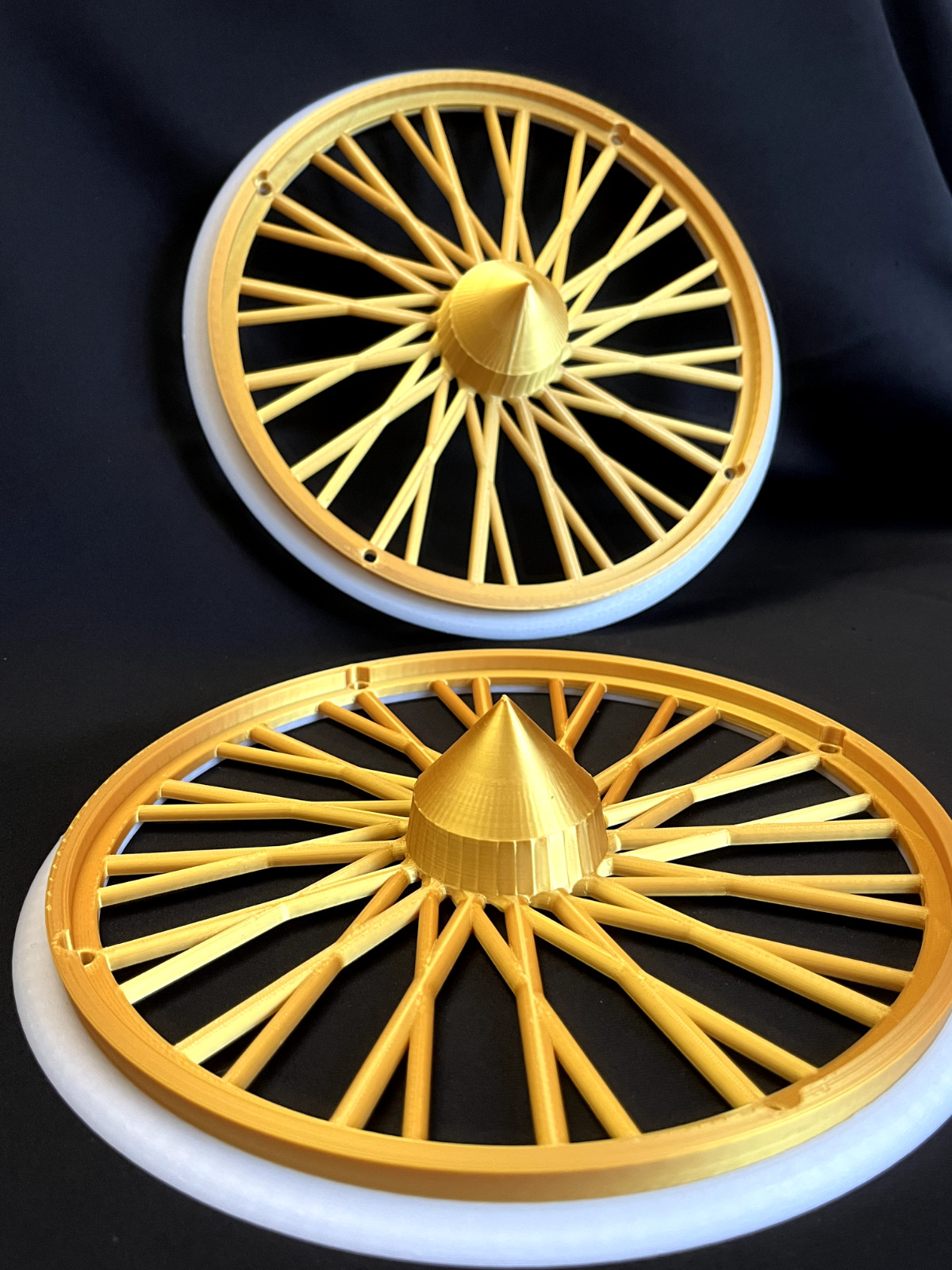 3D Printed Dayton Spoke Trash Can Rims Wheel Covers Whitewall Gold or Silver Set