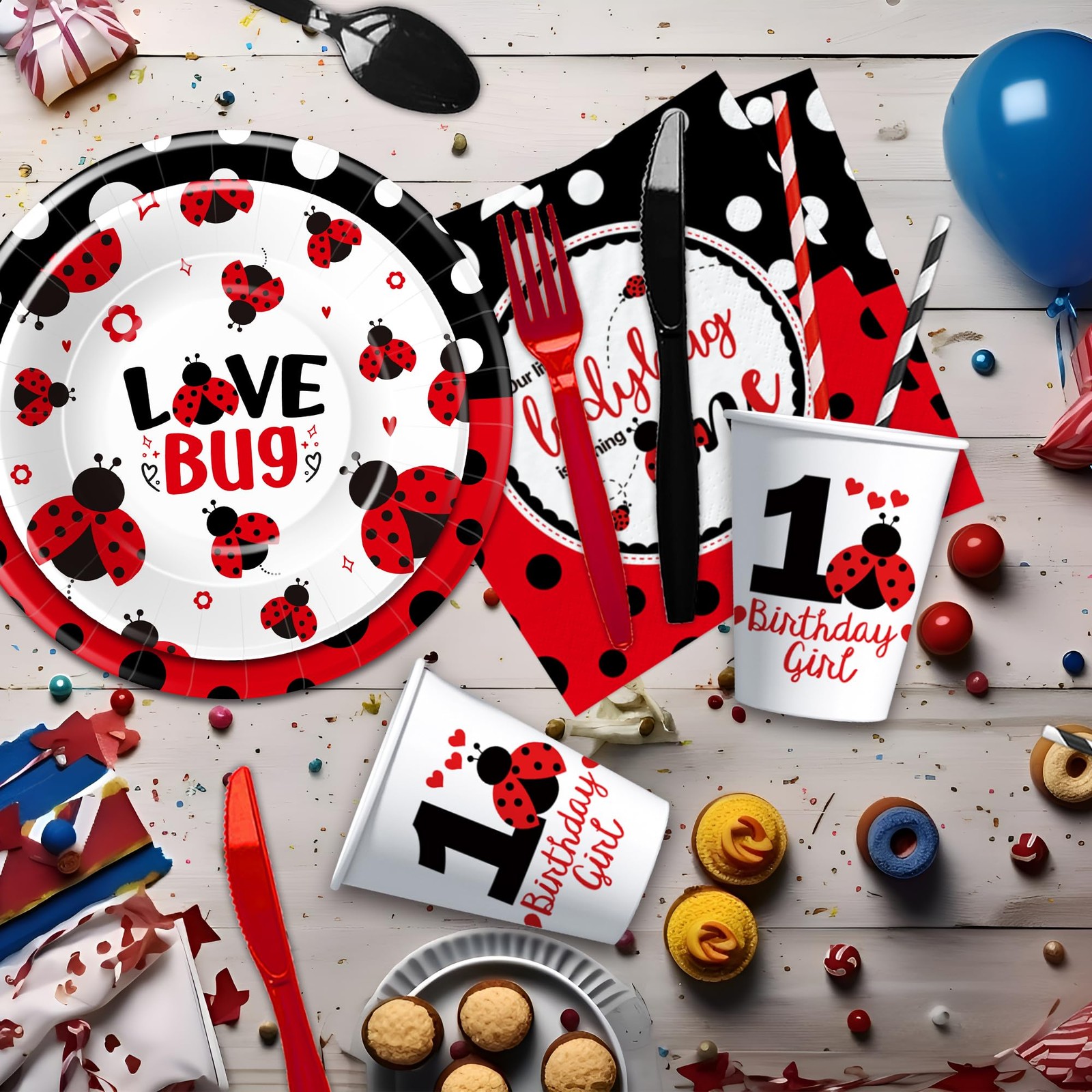 Xenorik Ladybug First Birthday Party Decorations Tableware – Our Little Red