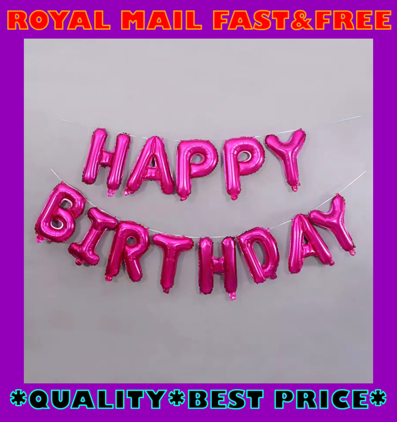 Happy Birthday Balloons Banner Bunting Letter Self Inflating Foil Balloon Party