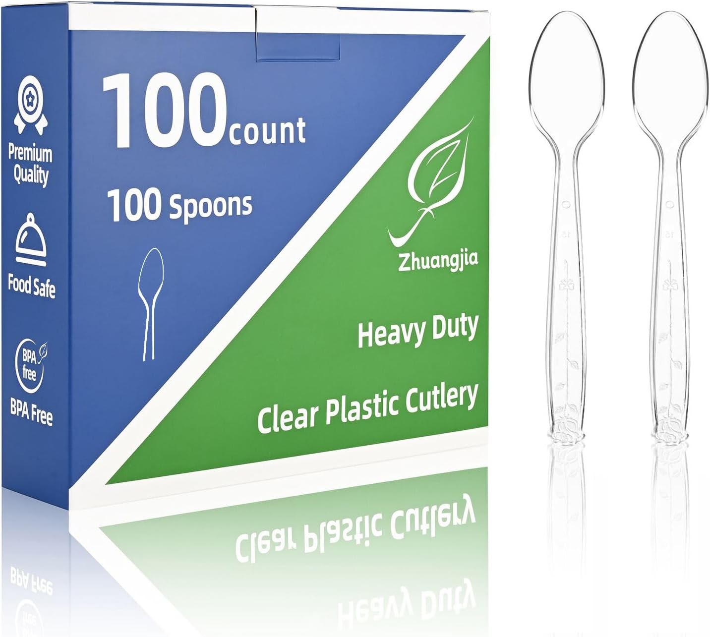100-Pack Clear Plastic Spoons Disposable BPA-Heat Resistant Utensils for