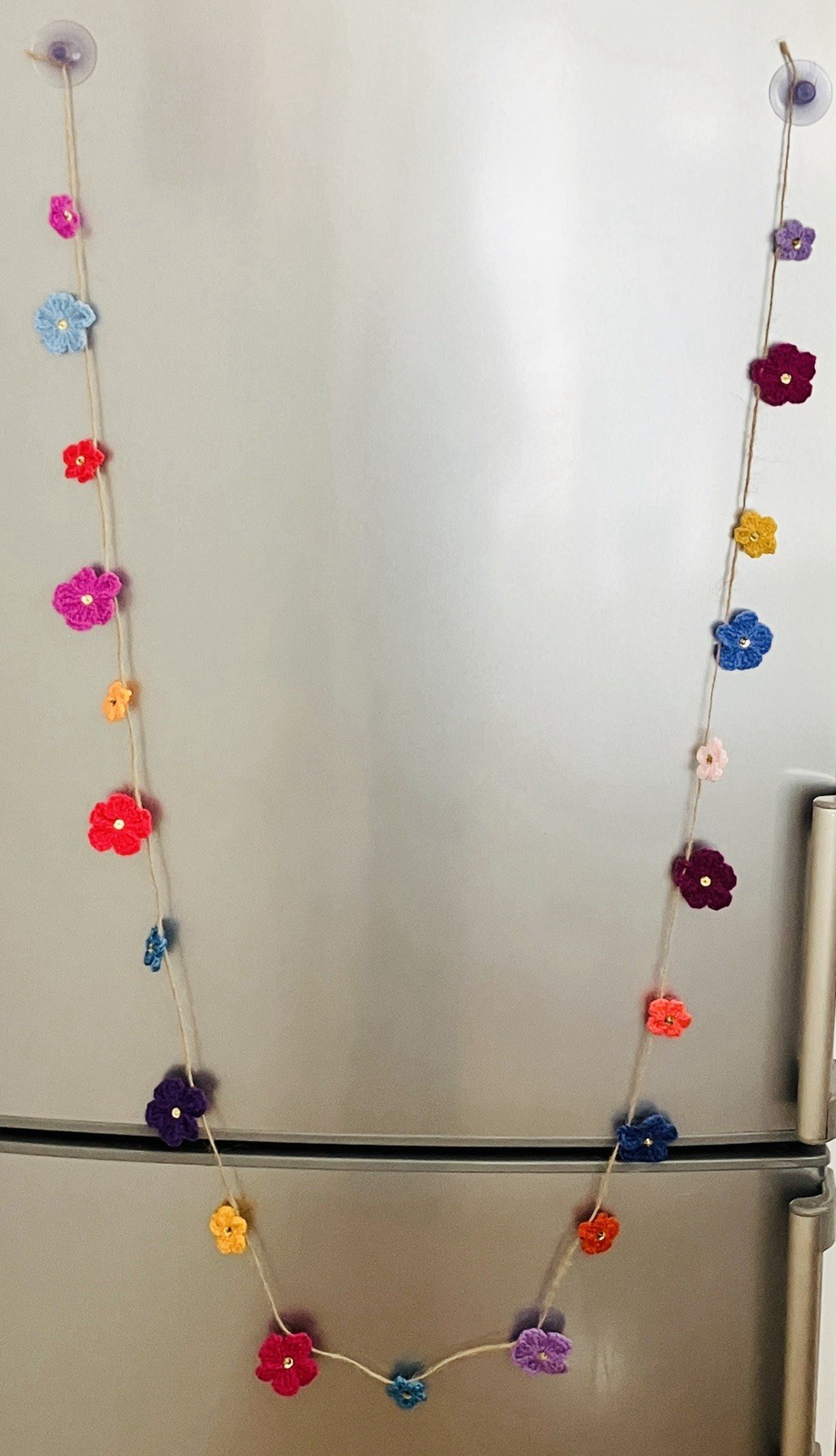 🌸NEW 75″ Hand Crochet Flowers Bunting Window sequin Camper SUMMER gift