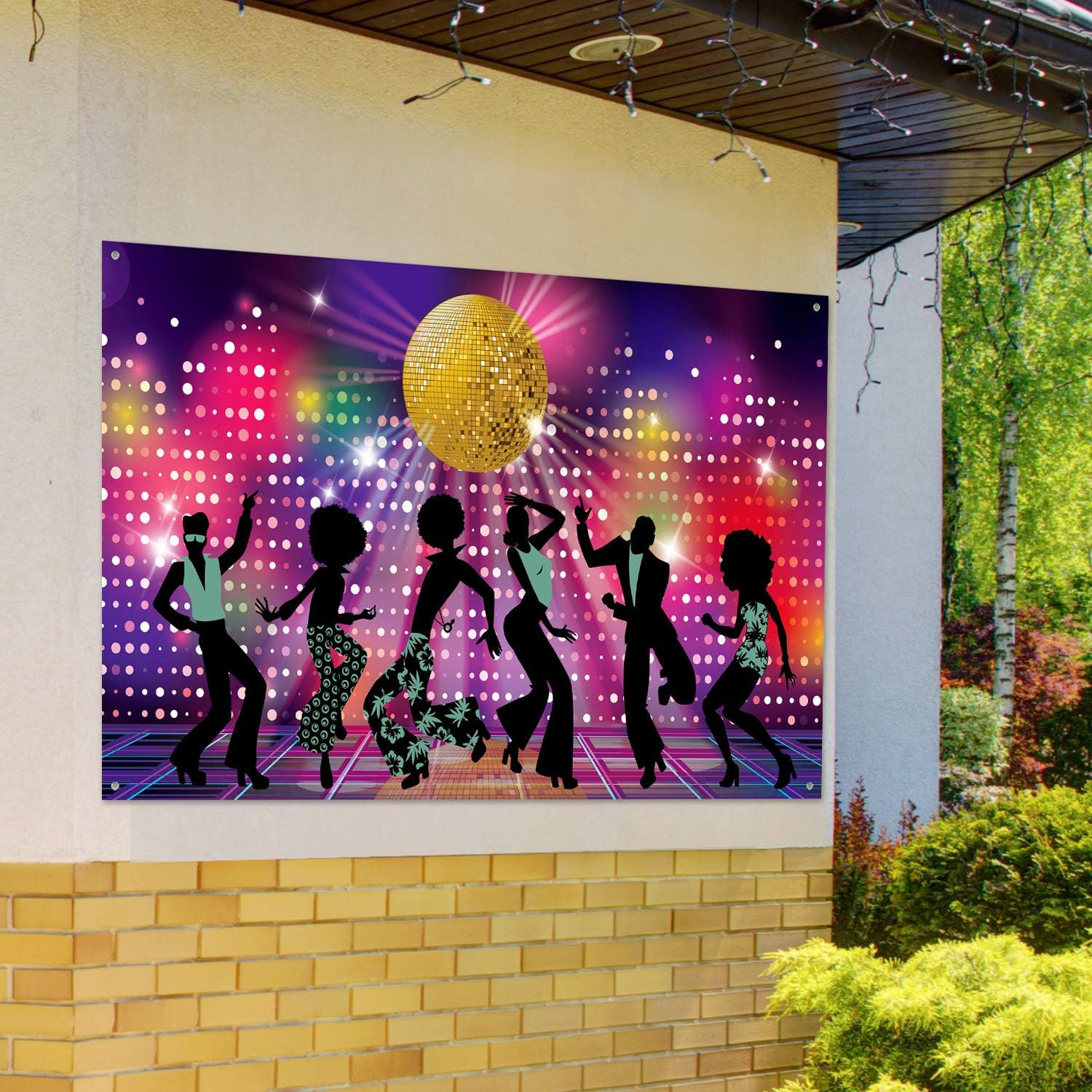 Retro Disco Backdrop Back to 70S 80S 90S Dance Party Decorations Banner 72.8 X 4
