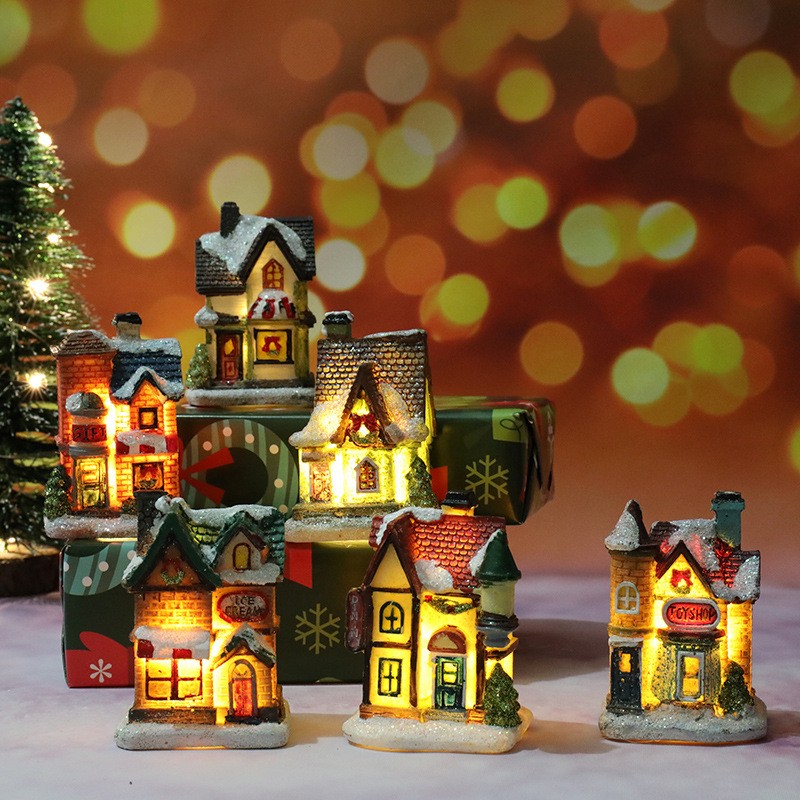 Unique Design Xmas Mini Illuminated House Christmas Party Decorations