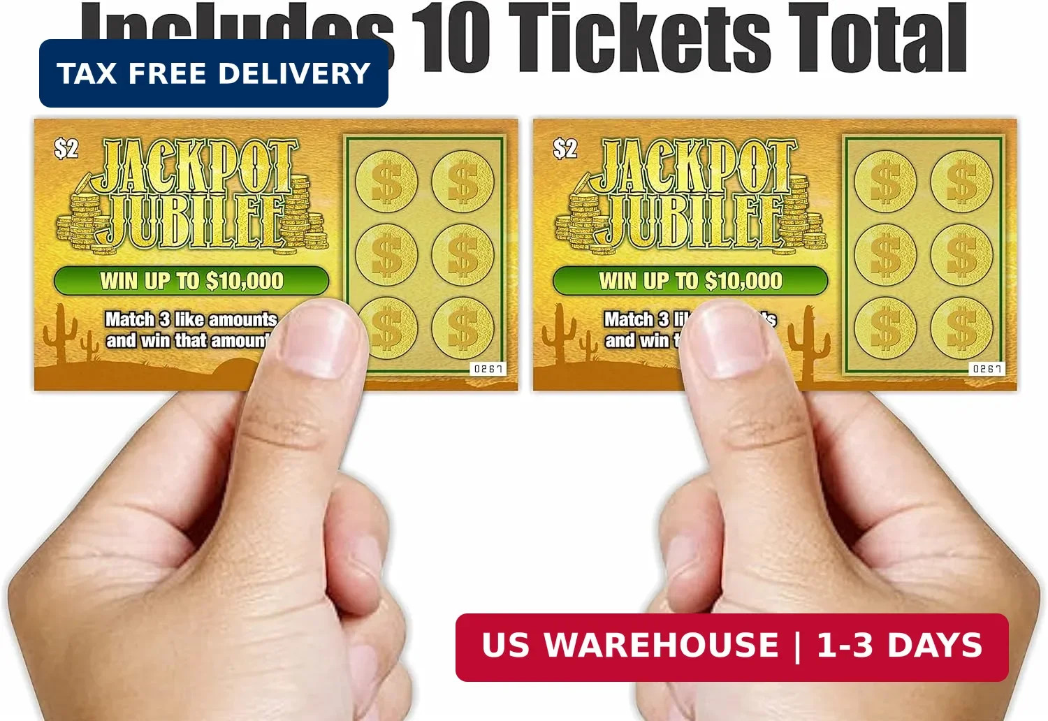 Larkmo Prank Gag Lottery Tickets – 10 Total Tickets, All Same Design, These Lott