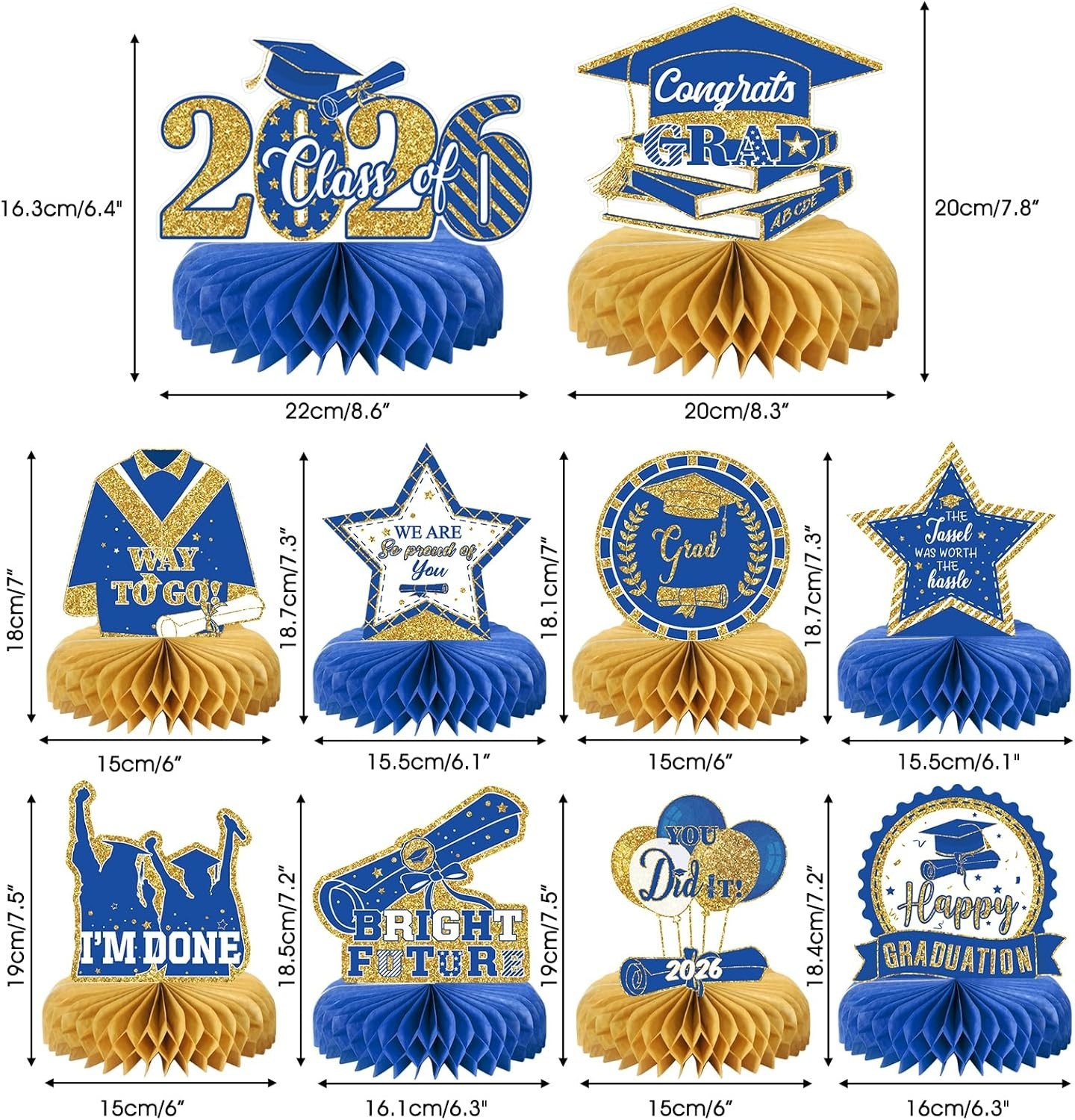 10PCS Graduation Party Decorations Class of 2026 Congrats Grad Table Centerpiece