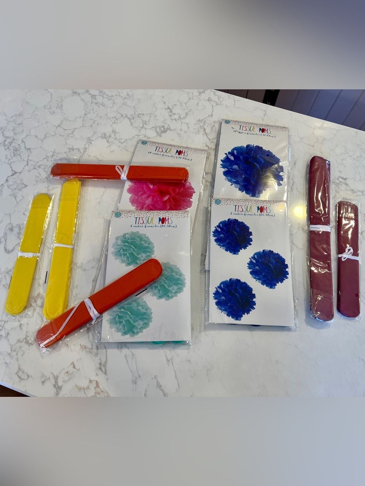 Target Tissue Pom Poms – Blue, Pink, Yellow, Orange, Teal, Burgundy