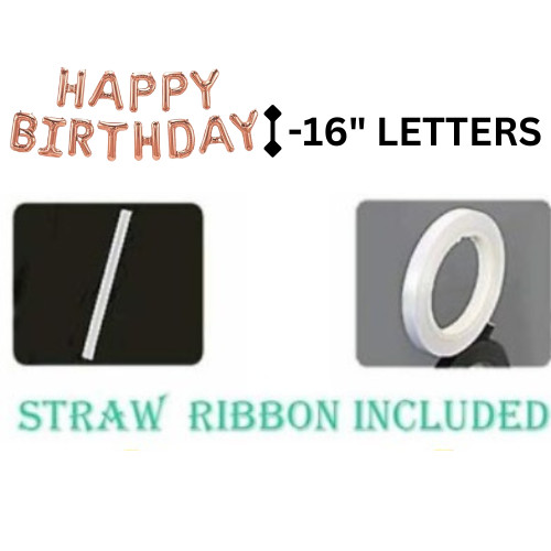 16″ Rose Gold Happy birthday Set 32″ inch Numbers Star Foil Confetti Balloons.