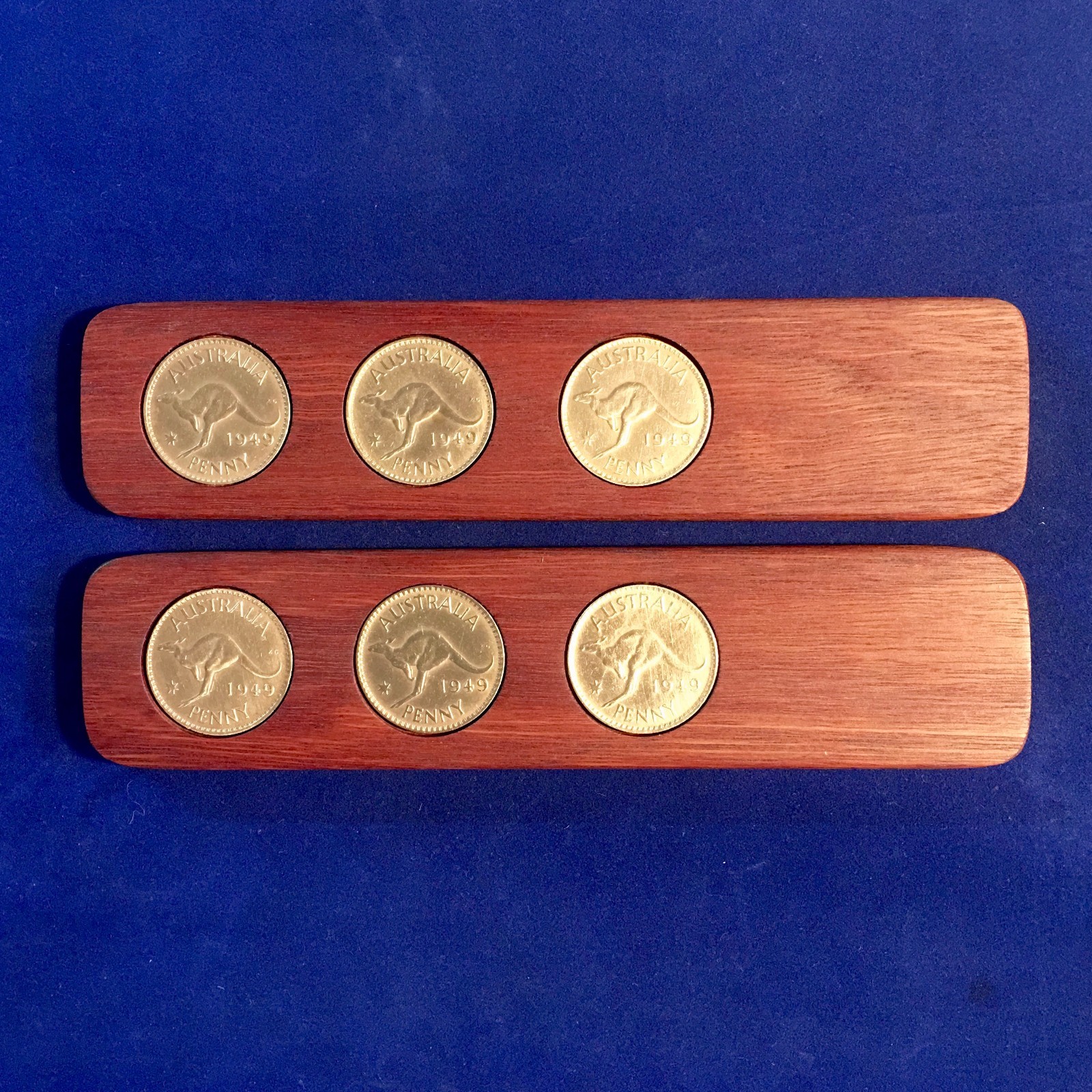 70th Birthday Gift Present Hardwood Two-Up Game 1954 Australian pennies two up