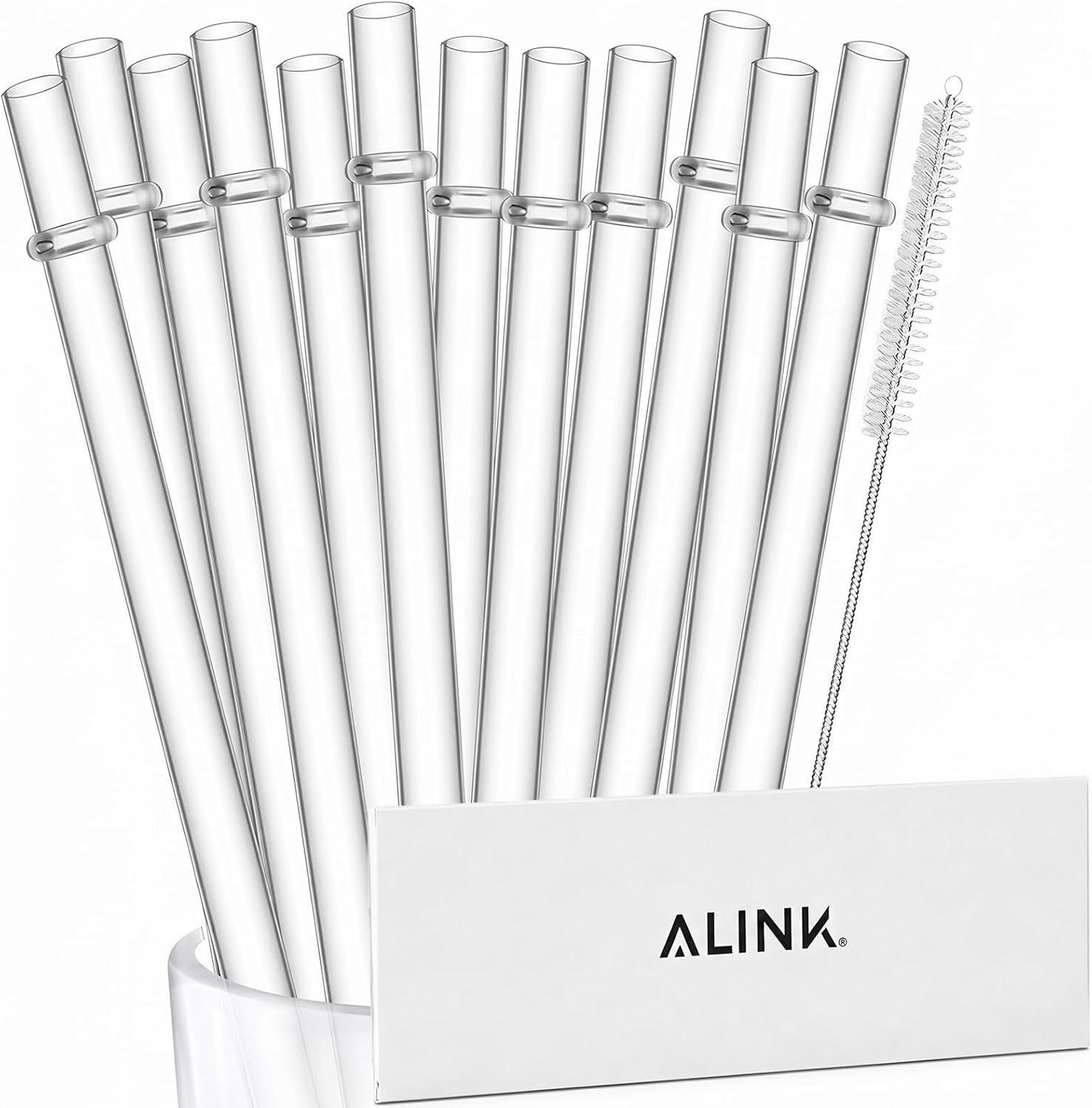 12-Pack BPA-Free Clear Plastic Straws – 10.5 in, Dishwasher-Safe, Custom Fit
