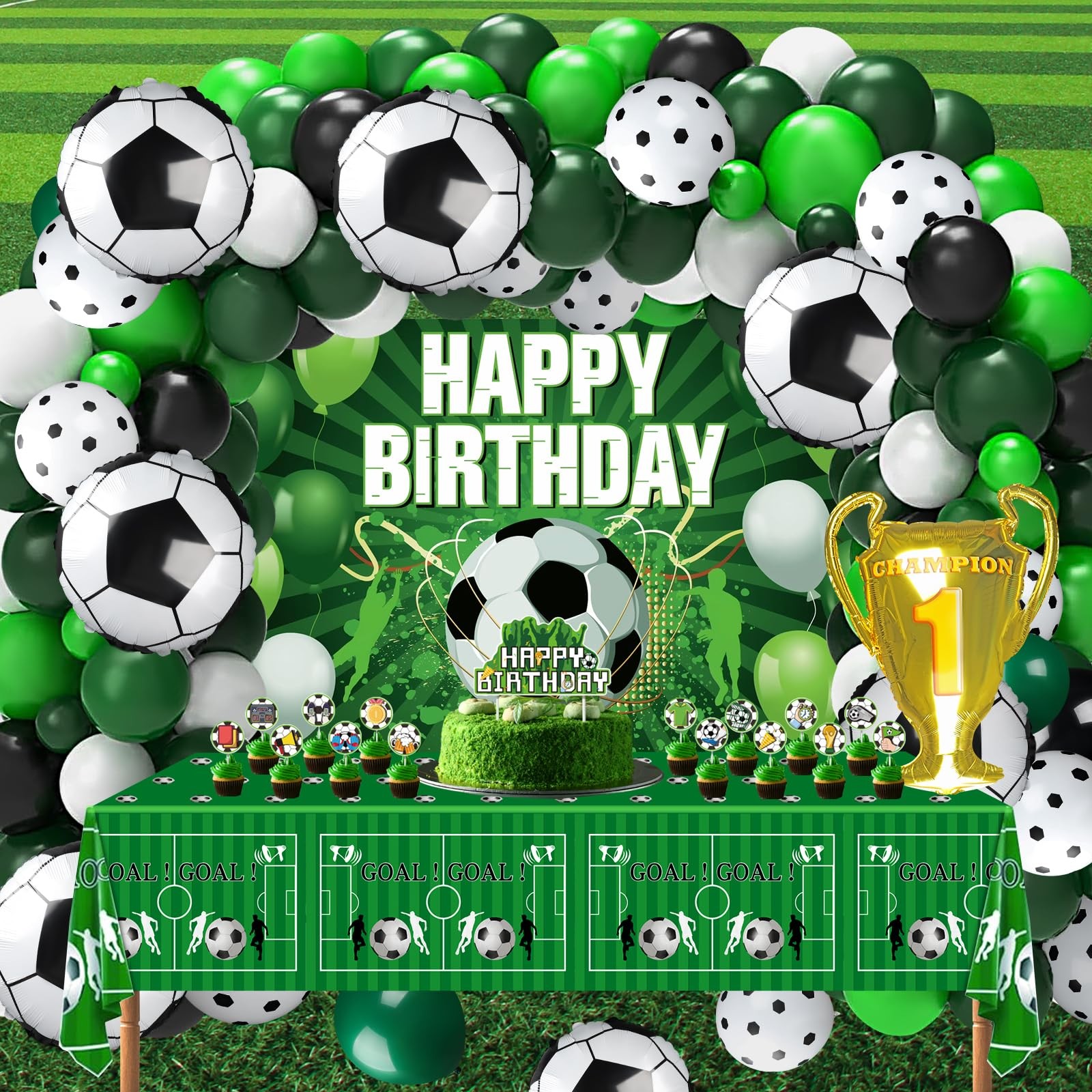 122PCS Soccer Birthday Party Decorations for Boys, Soccer Theme Party Supplie…
