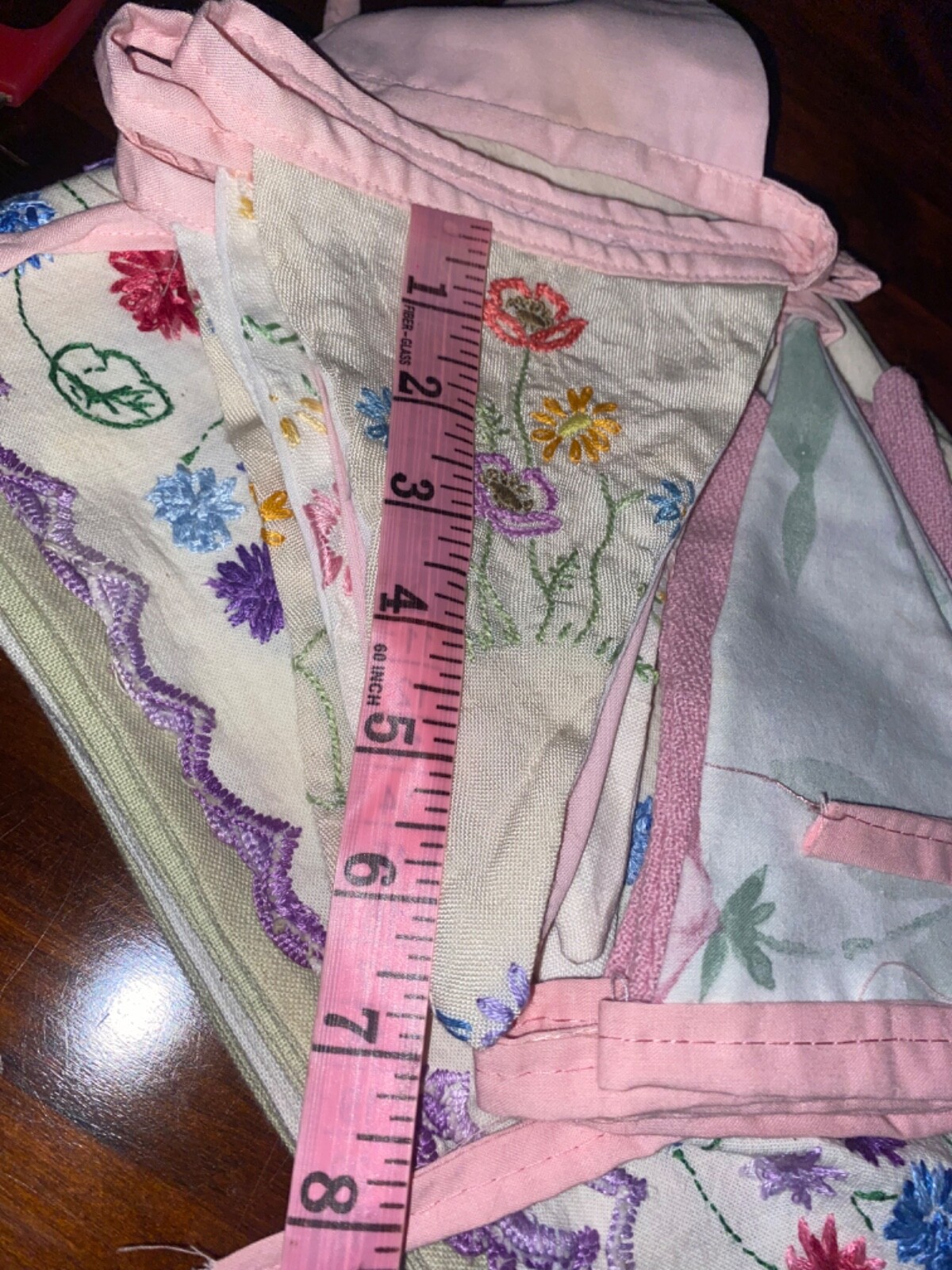 2 x Vintage Embroidered Sampler,Antique Bunting Pink,Tea Party,Nursery Art Deco