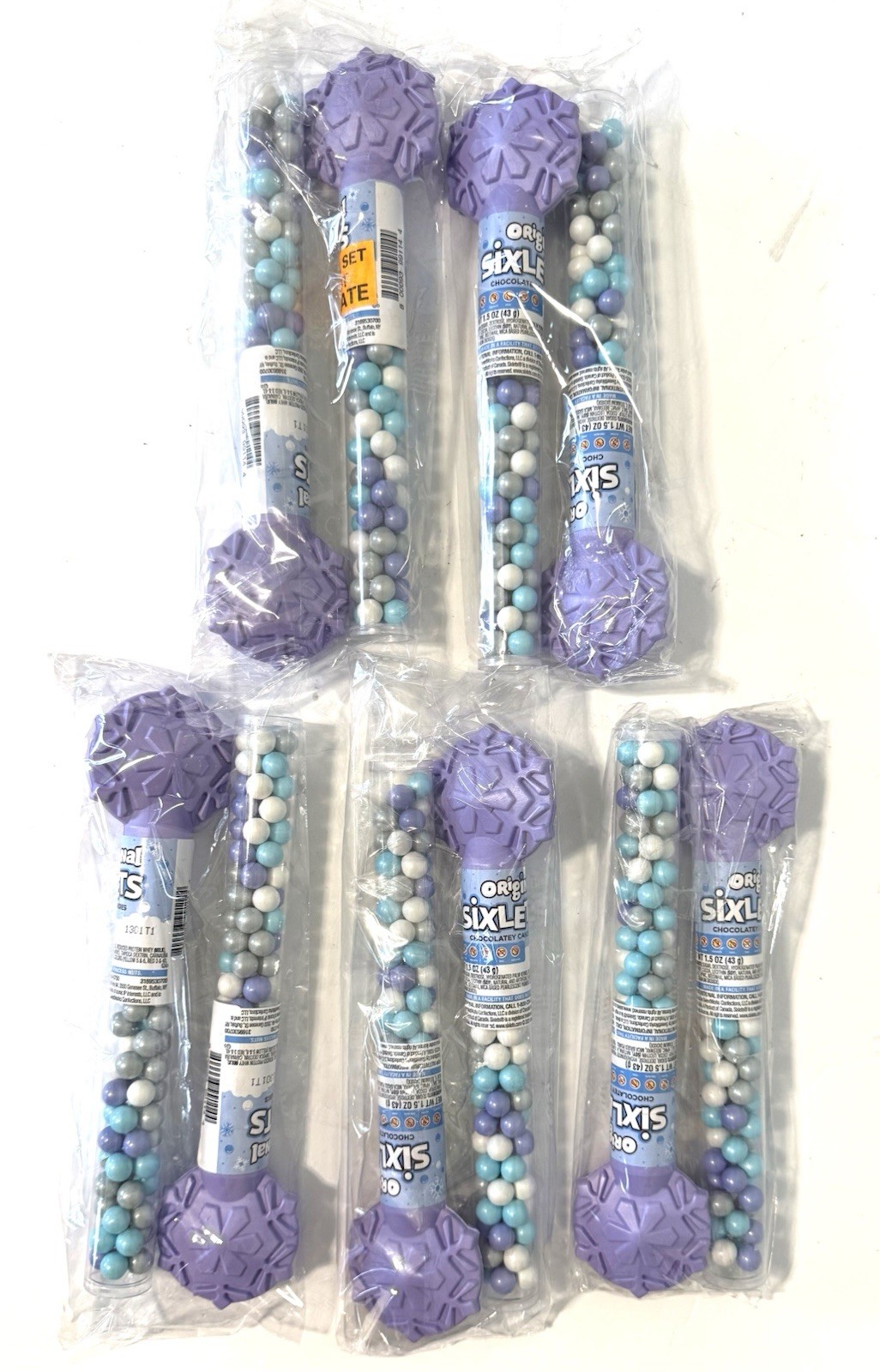 Sixlets Candies Snowflake Tubes Filled/Any Occasion 5oz EACH 10-PACK New/Sealed