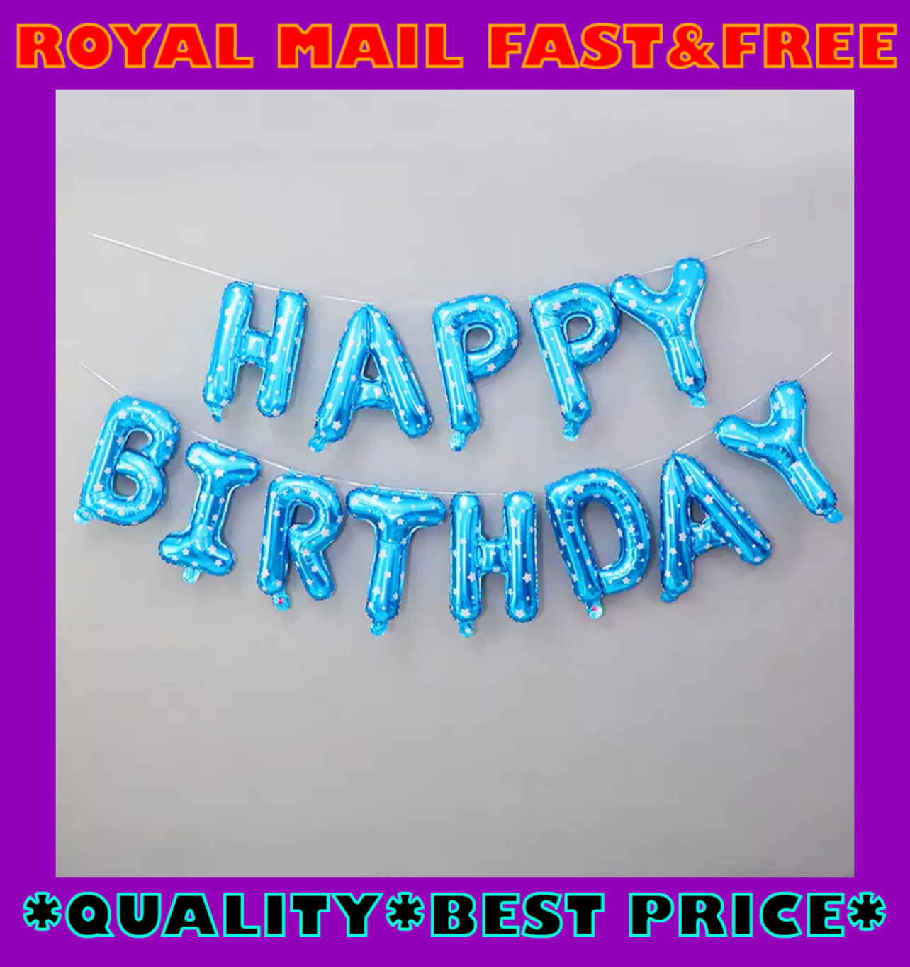 Happy Birthday Balloons Banner Bunting Letter Self Inflating Foil Balloon Party