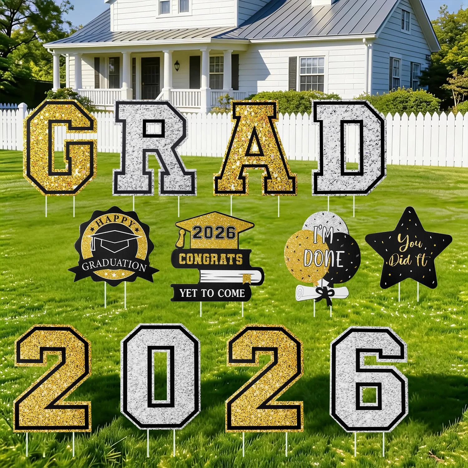 Graduation Decorations 2026 12Pcs Graduation Yard Signs Class of 2026 Outdoor Wa