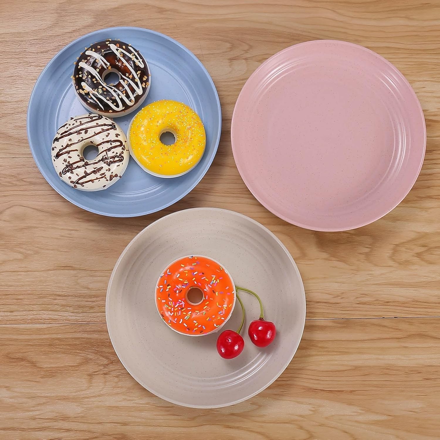 7-Inch Unbreakable Wheat Straw Plates – Set of 4, Microwave & Dishwasher Safe