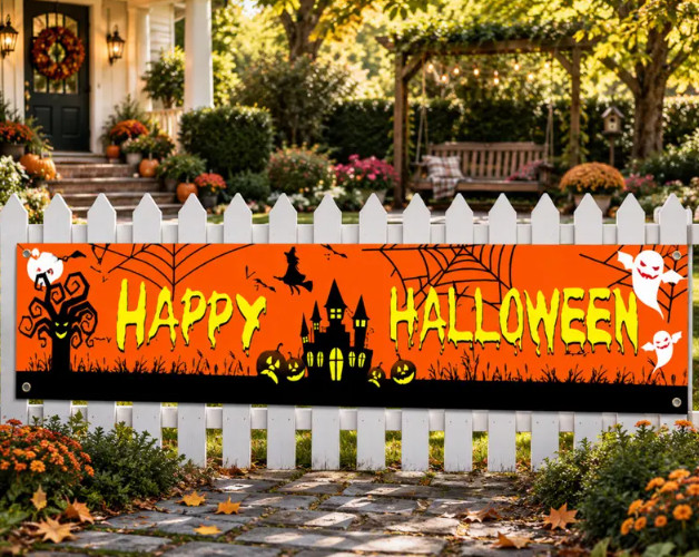 Halloween decorative banner/backdrop, measuring 24 x 71 inches