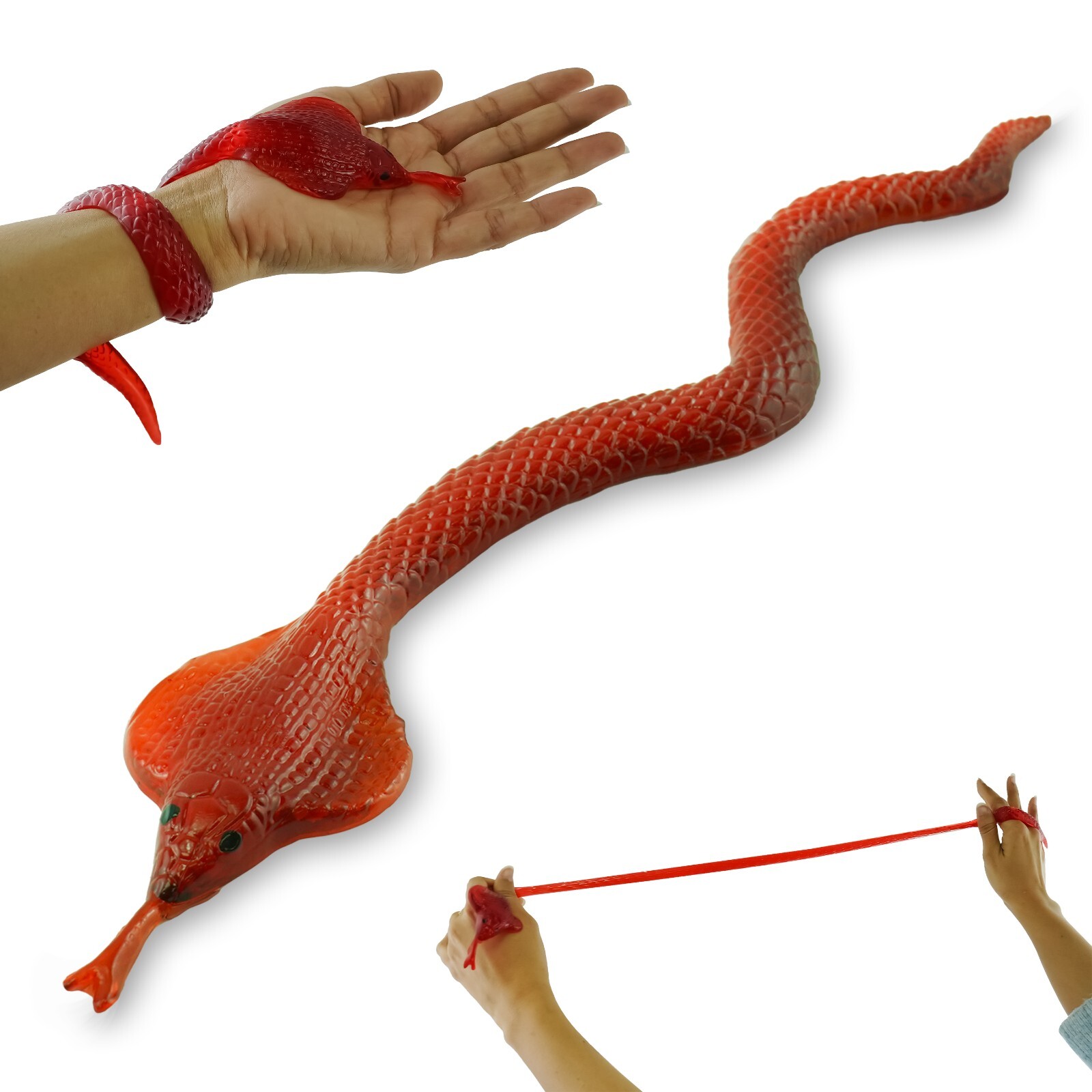 Large Sticky Rubber Snakes Non-Toxic Reptiles Stretchy Prank Snakes Stress Toys