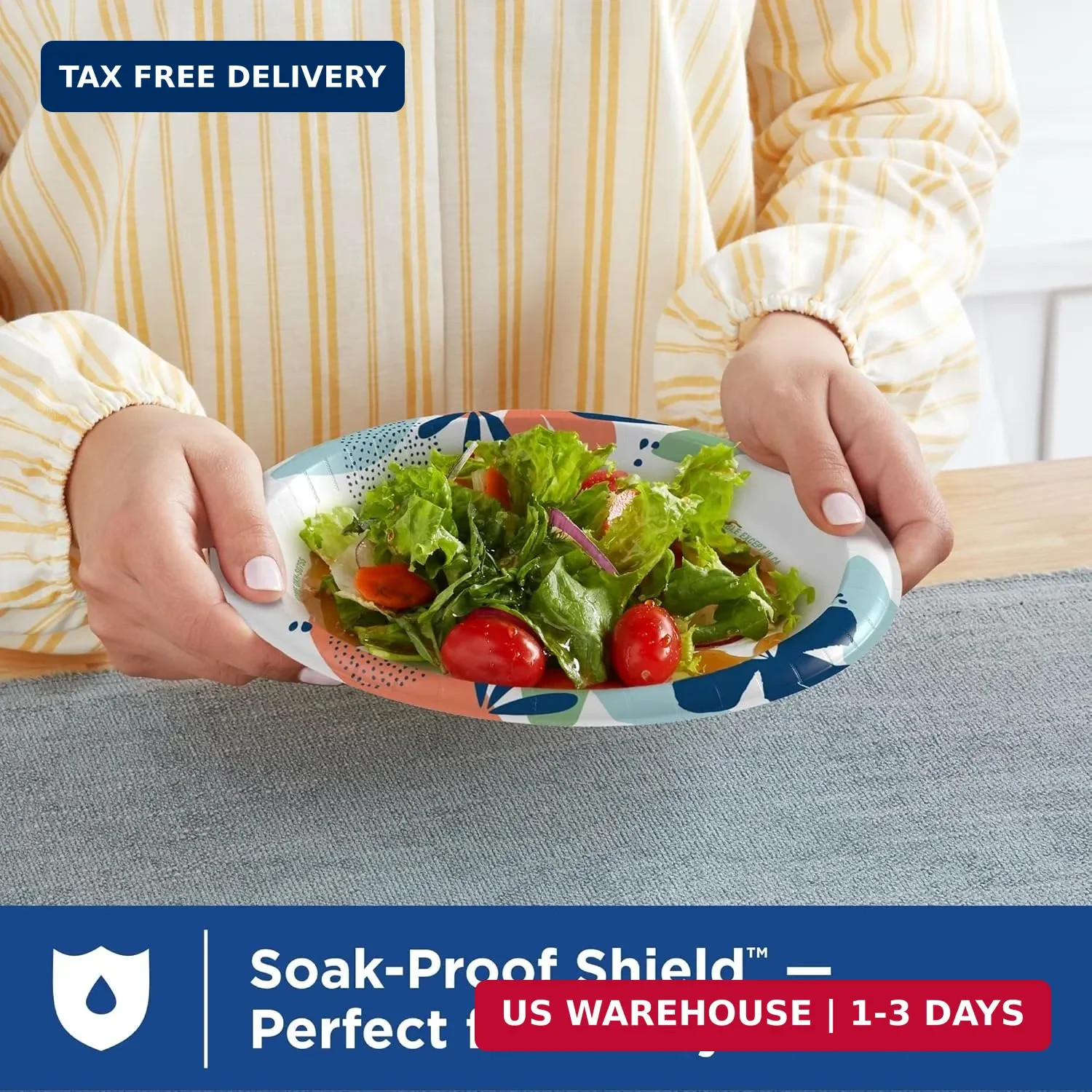 Dixie Medium Paper Plates, 8.5 Inch, 90 Count, 2X Stronger*, Microwave-Safe, Soa