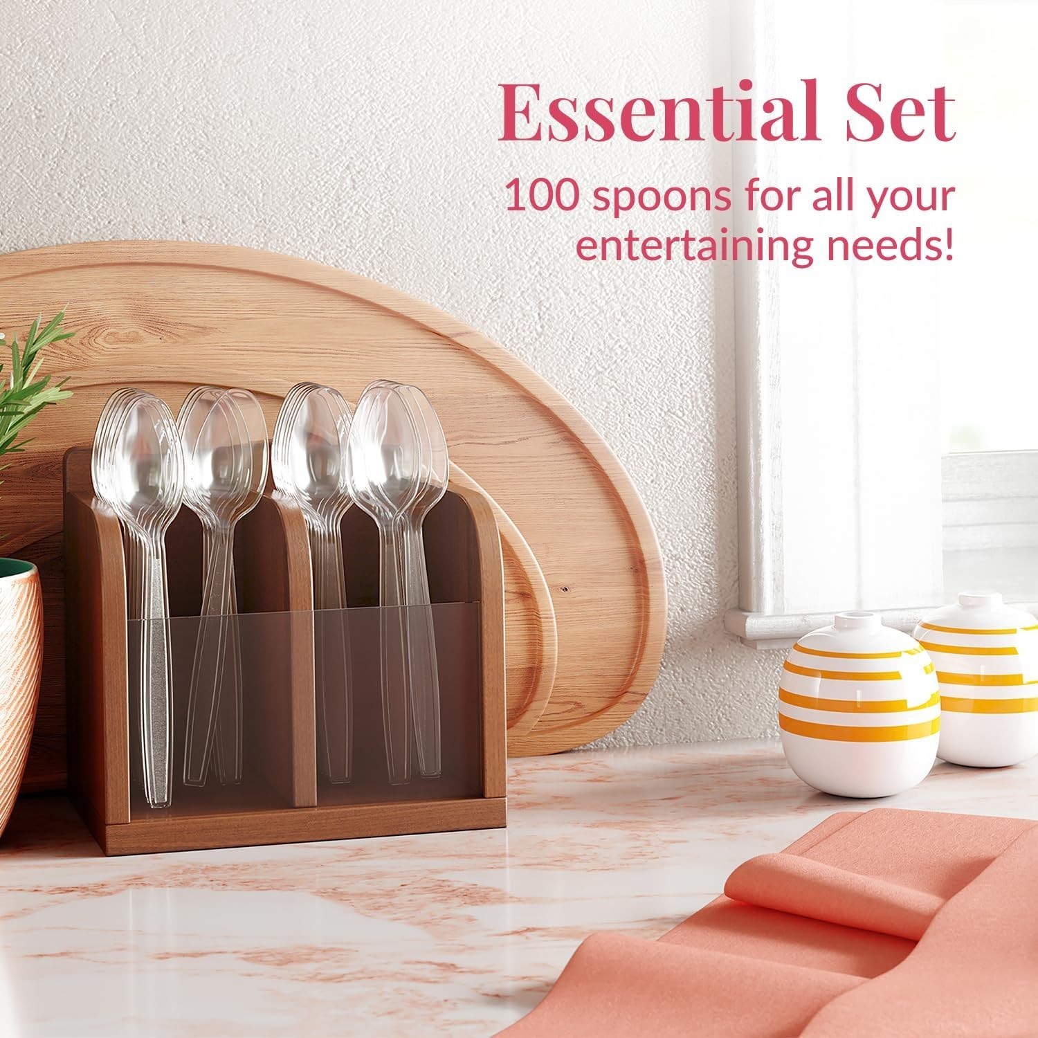 100 Pack Clear Plastic Spoons Bulk – Heavy Duty 6″ Plastic Silverware Spoons …