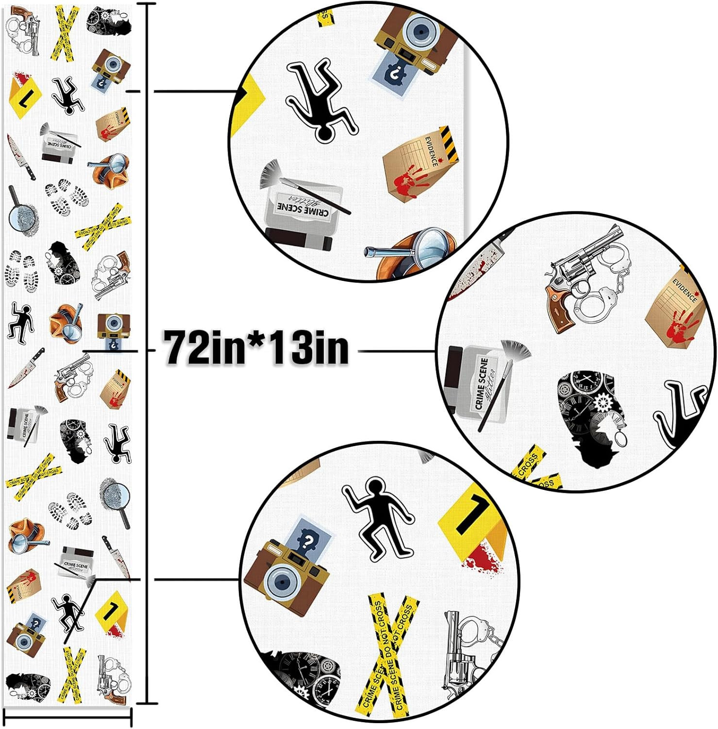 Detective Party Table Runner Spy Murder Mystery Theme Birthday Party Decoration