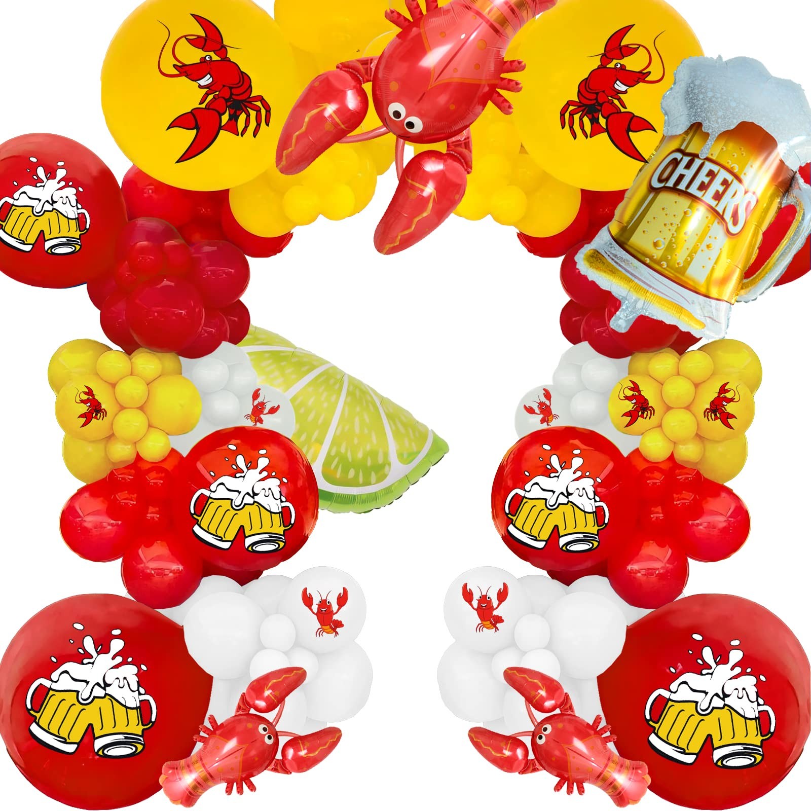 122 Pcs Crawfish Party Decorations Crawfish Balloon Garland Kit Crawfish Boil…