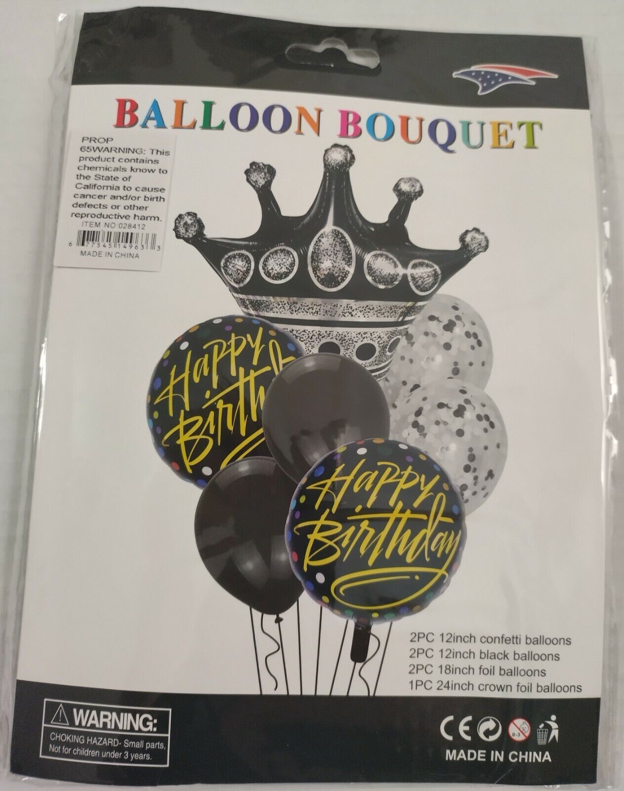 7 Pcs Balloons Bouquet Black Decoration Unisex Adult Happy Birthday Events Party