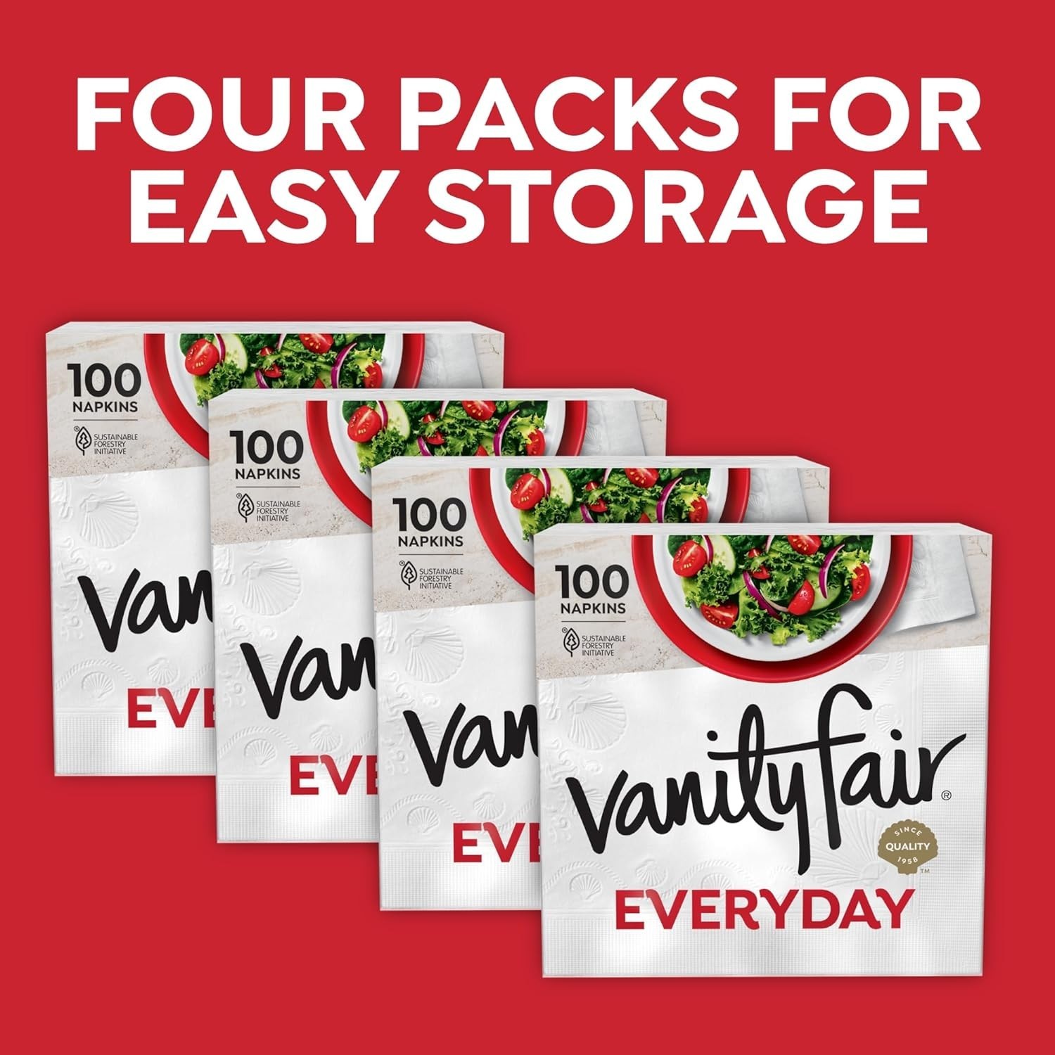 Vanity Fair Everyday Paper Napkins, 400 Count, Disposable Napkins Made Soft A…