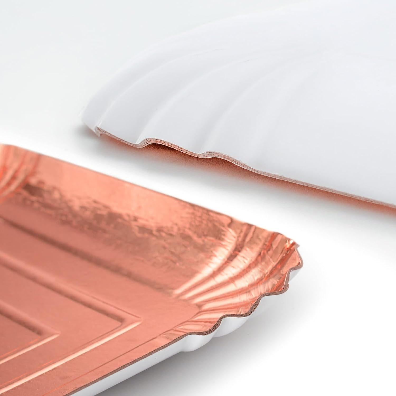 10 PCS Rose Gold Rectangle Trays, Heavy Duty Disposable Paper Cardboard for Plat
