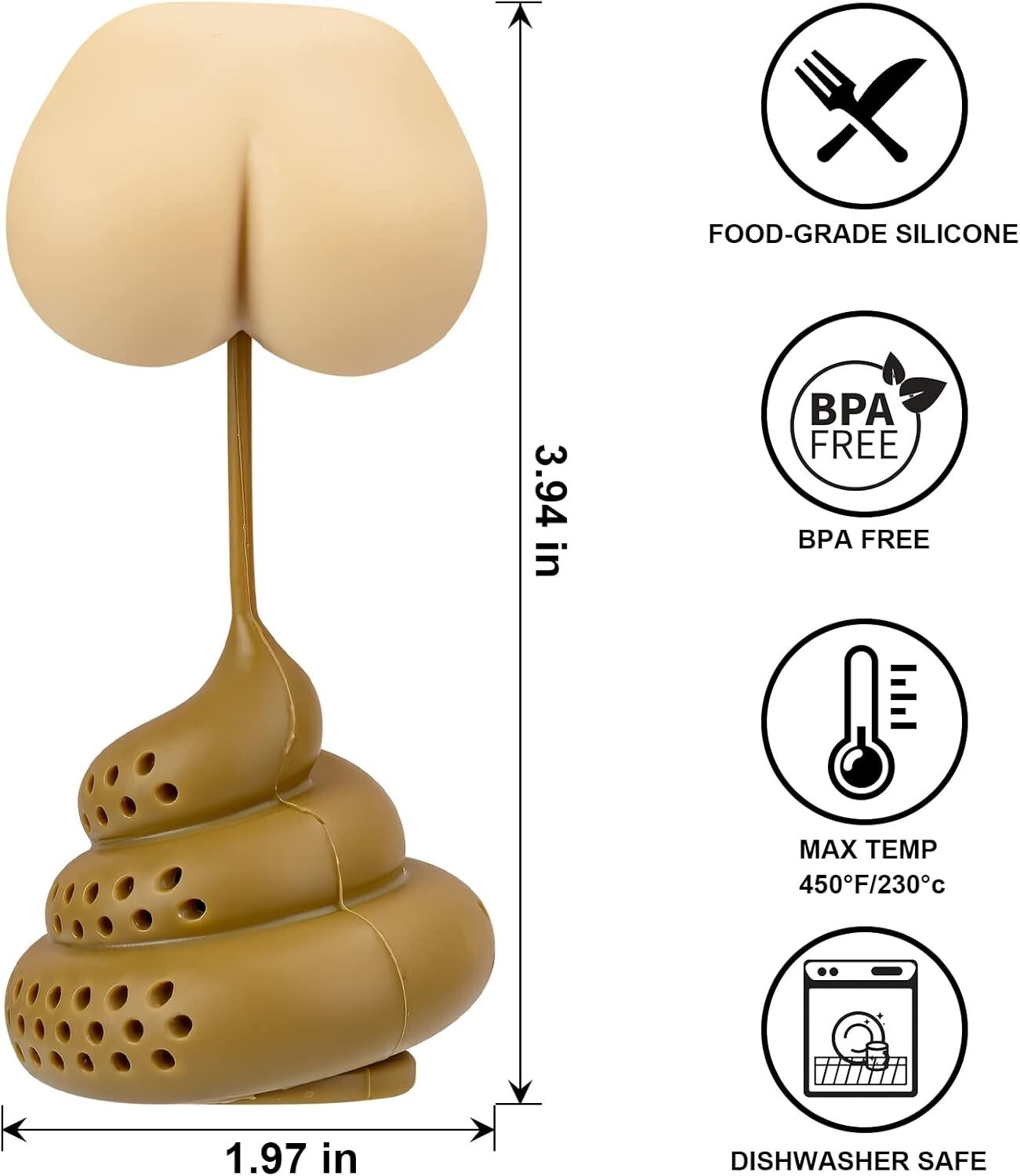 Gross Funny Prank Tricks Party Novelty Gag Gift – SILICON POOP BUTT TEA INFUSER