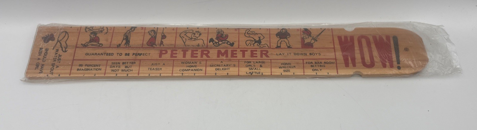 Vintage Peter Meter Wooden Wood Ruler Gag Gift Novelty Sex Funny Joke Humor…