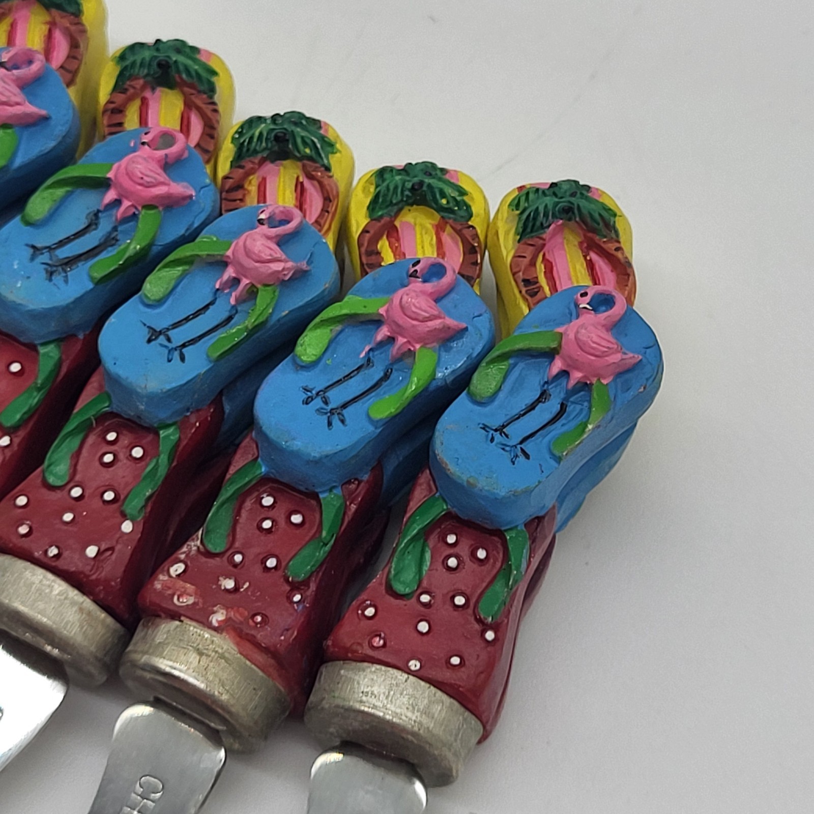 Appetizer Forks Novelty Flip Flop Flamingo Summer Colorful Cocktail Set Of 8