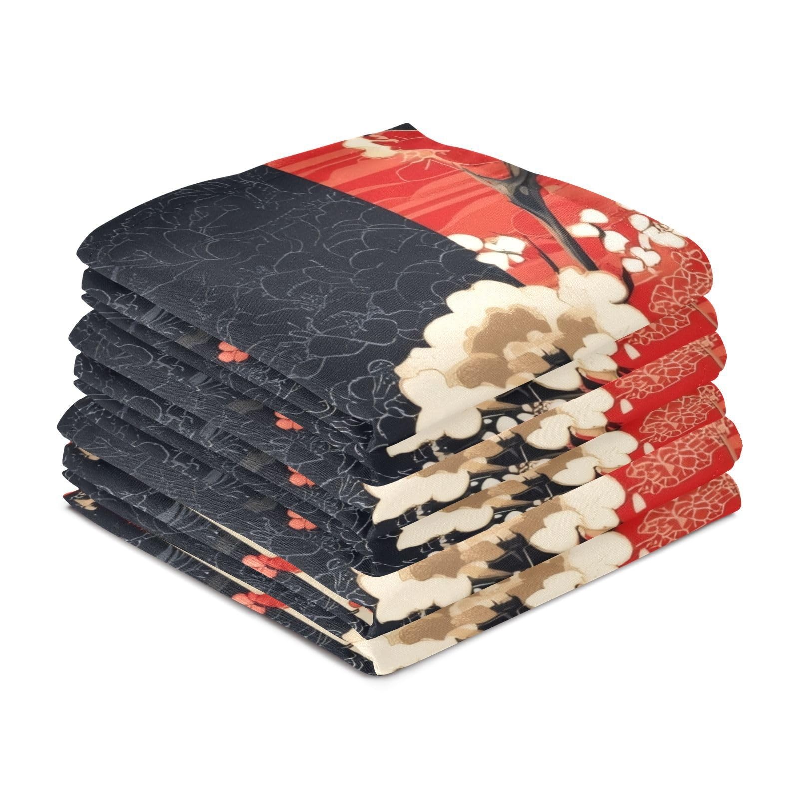 Msyxl Japanese Traditional Floral Kitchen Dish Towels – 6 Pack, 18×28 Inch Soft