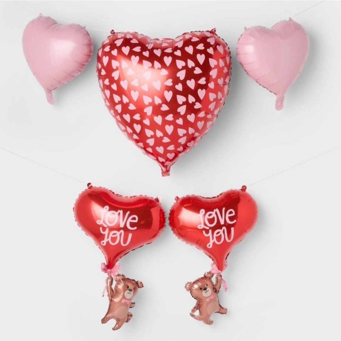 Spritz Valentines Day Balloon Bundle 3 Sets Love You Hearts Foil Mylar 15ct