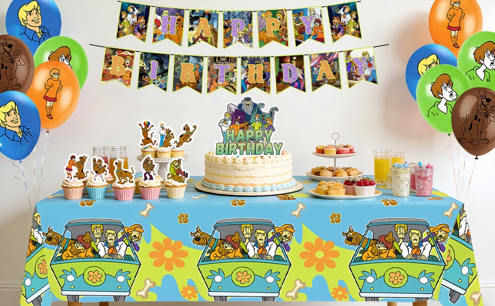 33 Pcs ScoobyDoo Party Decorations Birthday Party Supplies Banner Cake Topper