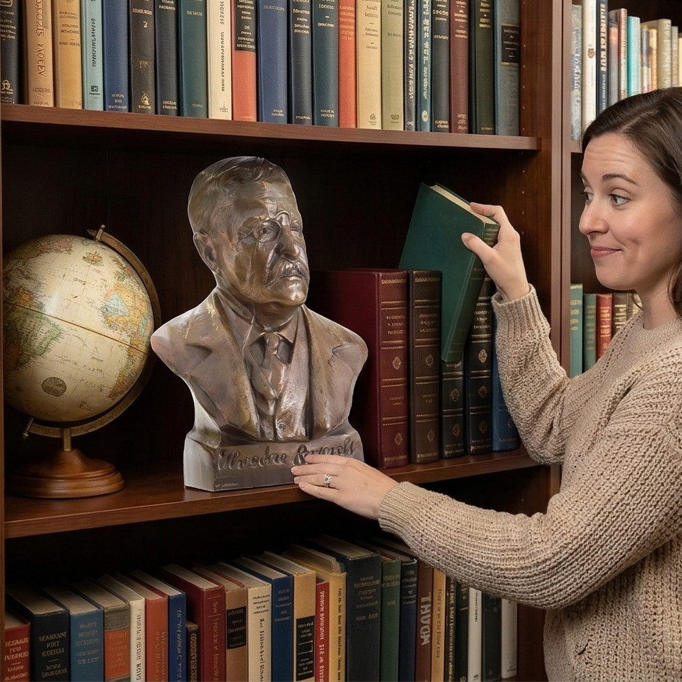 H25955 President Teddy Theodore Roosevelt Cardboard Cutout of Metal Bust