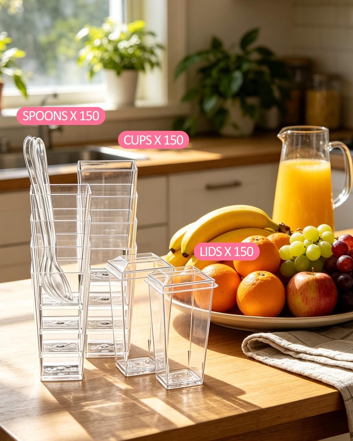 150 Pack Mini Dessert Cups with Lids & Spoons – Clear Plastic Parfait & Shooter