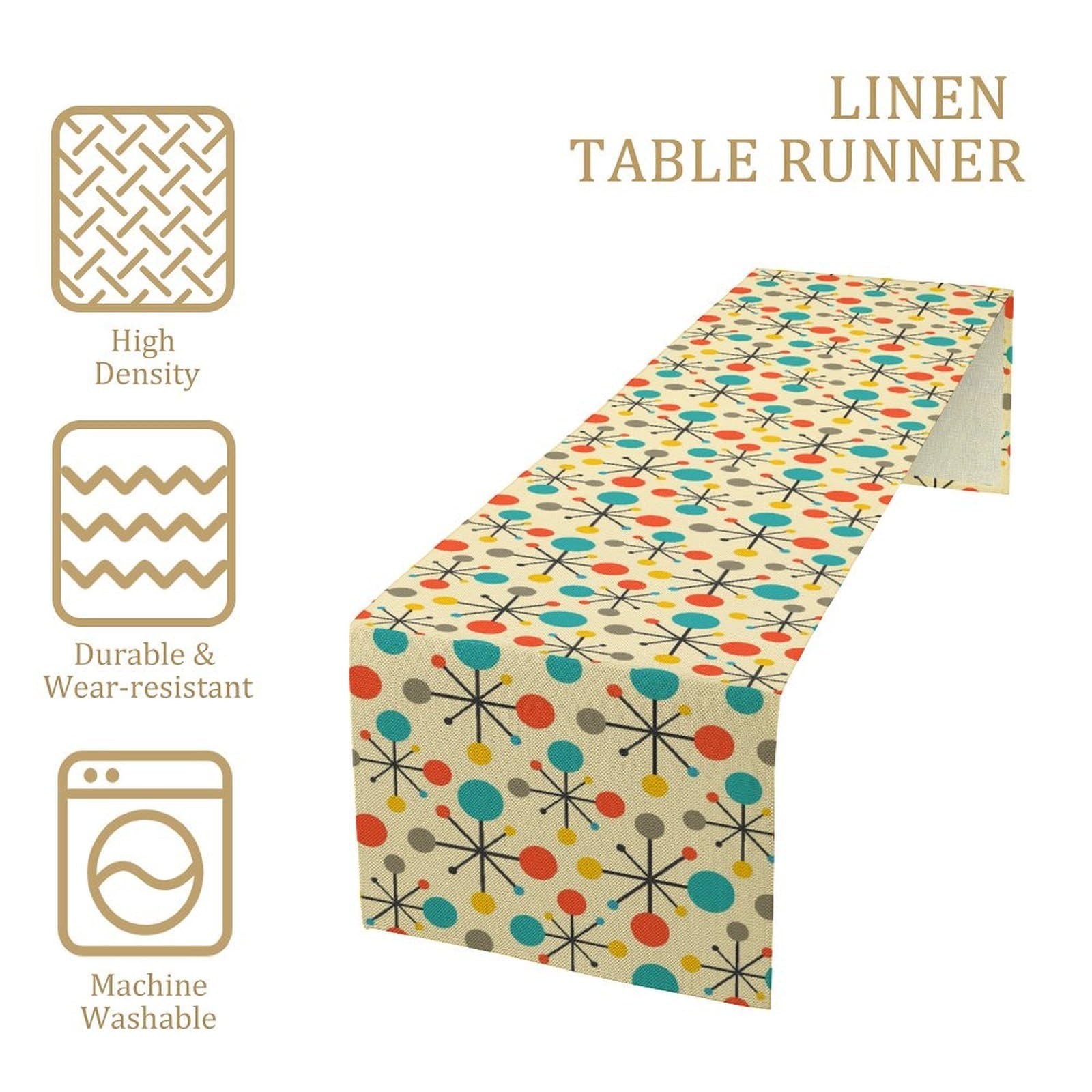 Mid Century Table Runner, Modern Atomic Pattern Absctract Geometric Retro 1950S