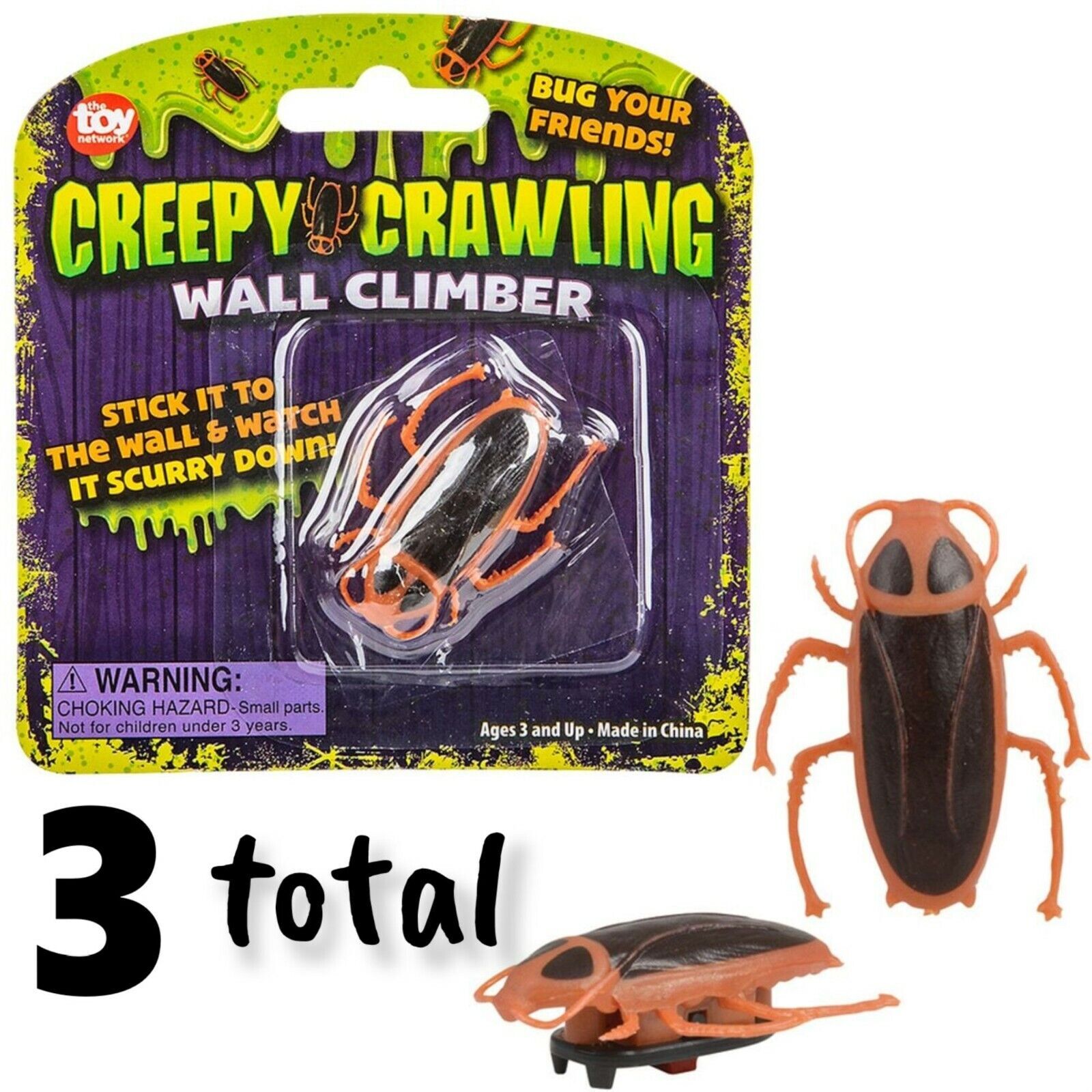 3 COCKROACH CREEPY CRAWLER ROACH BUG TRICK WALL CLIMBER GaG Novelty Joke Prank