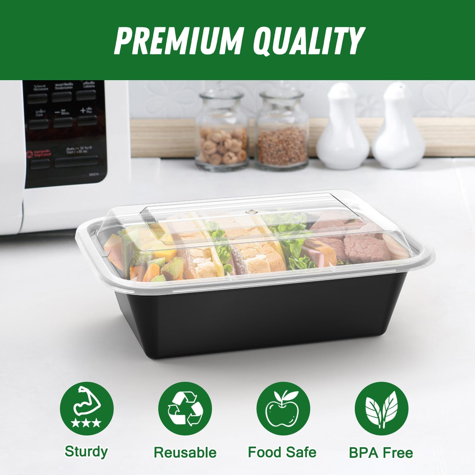 Dealusy 50 Pack (100-Piece) 24 oz Meal Prep Containers Reusable with Lids, Sturd