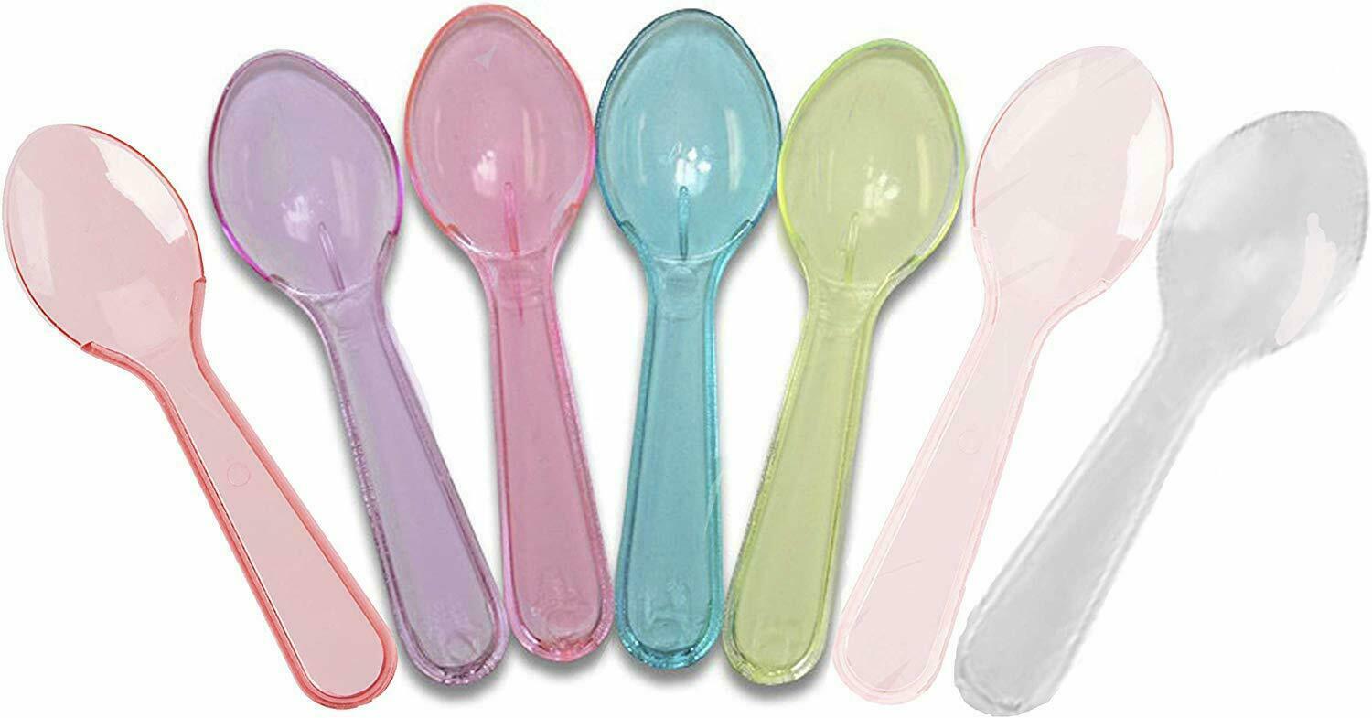 (Pack of 150) 3″ Mini Taster Spoons Tiny Plastic Brightly Colorful Party Spoons