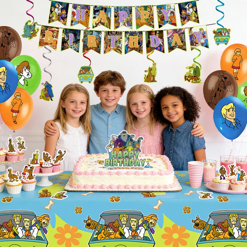 33 Pcs ScoobyDoo Party Decorations Birthday Party Supplies Banner Cake Topper