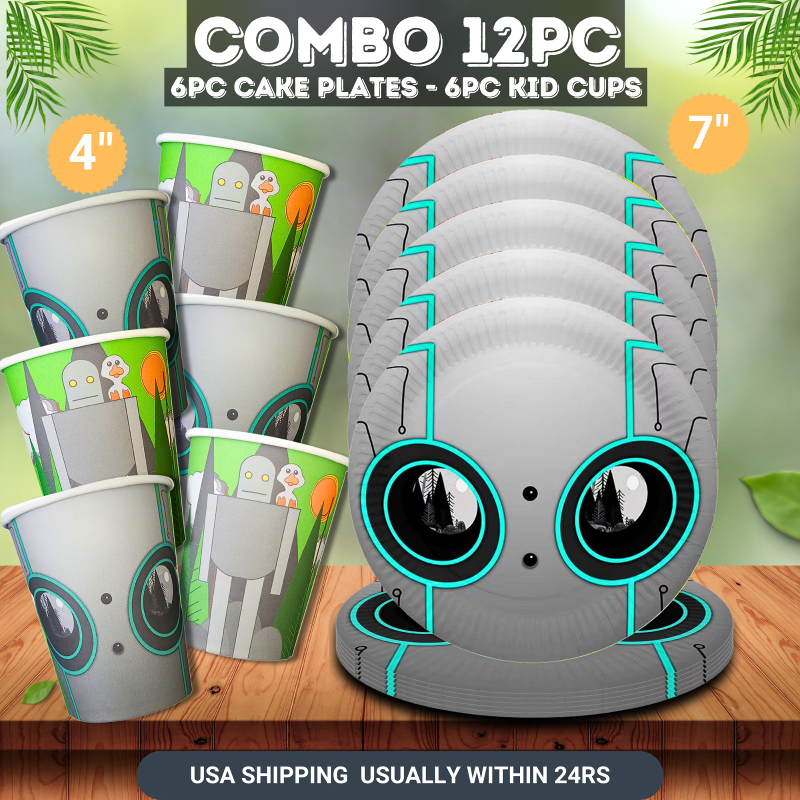 The Wild Robot Party Supplies happy birthday centerpiece decoration cup plate