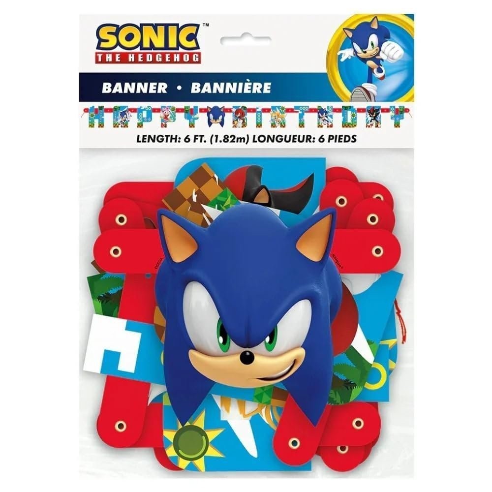 Sonic the Hedgehog Happy Birthday Jointed Banner 6.25 Ft – Multicolor Party…