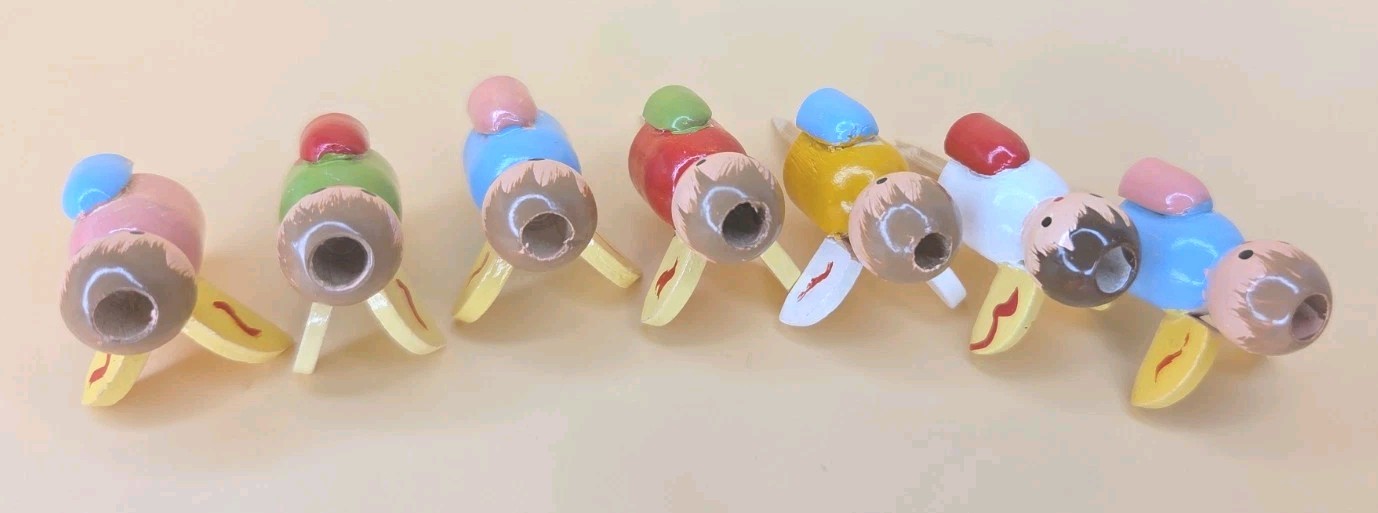 Vintage Lot Of 12 Wooden Italy Cake Topper Picks Angels And Birds