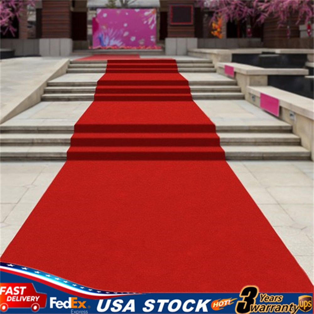 Red Carpet Runner For Party 33*3 ft Prom Decoration Not Slip Red Aisle Rug