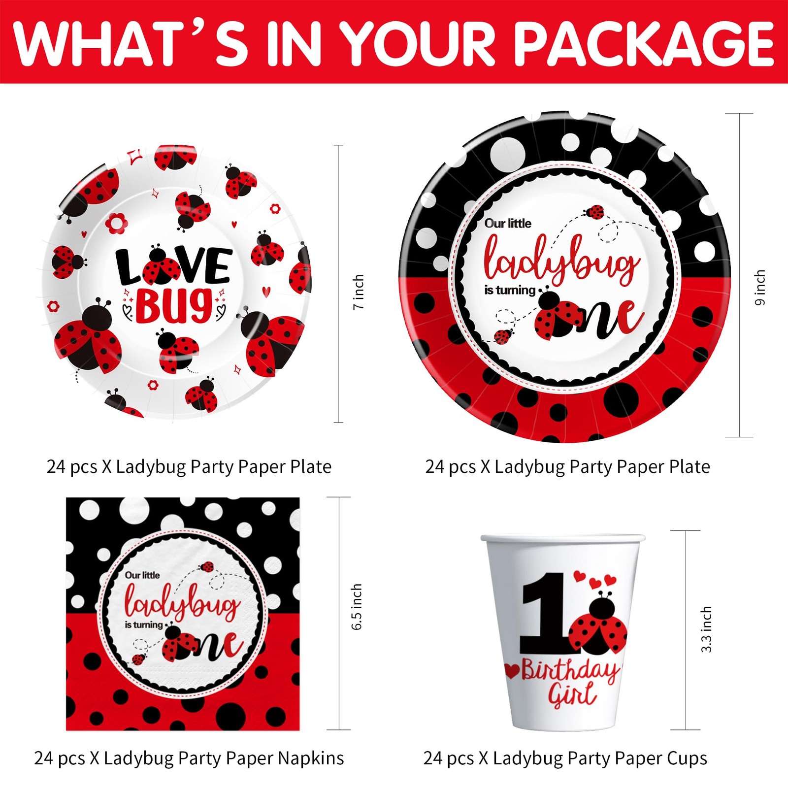 Xenorik Ladybug First Birthday Party Decorations Tableware – Our Little Red